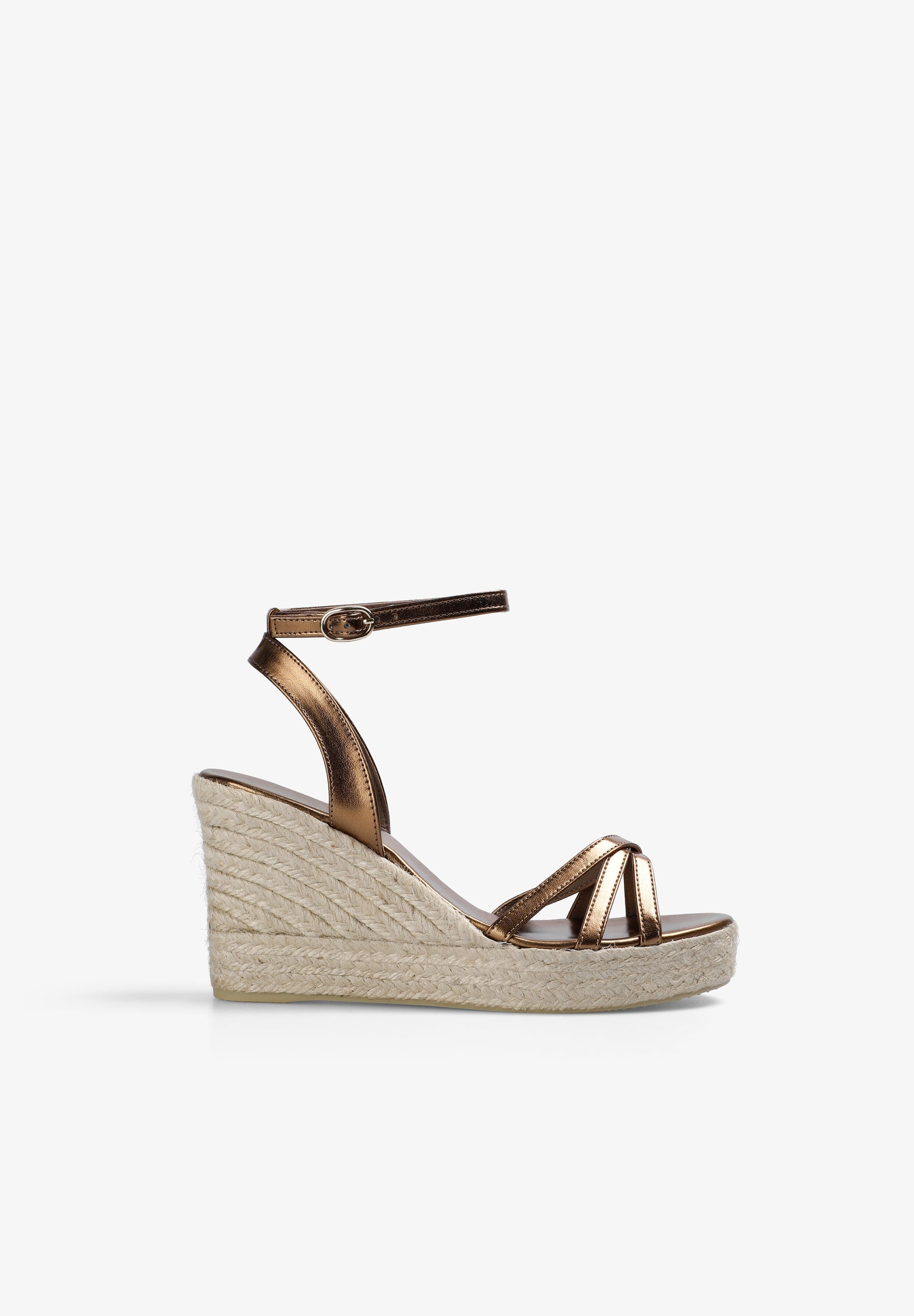 METALLIC YUTE WEDGE SANDAL