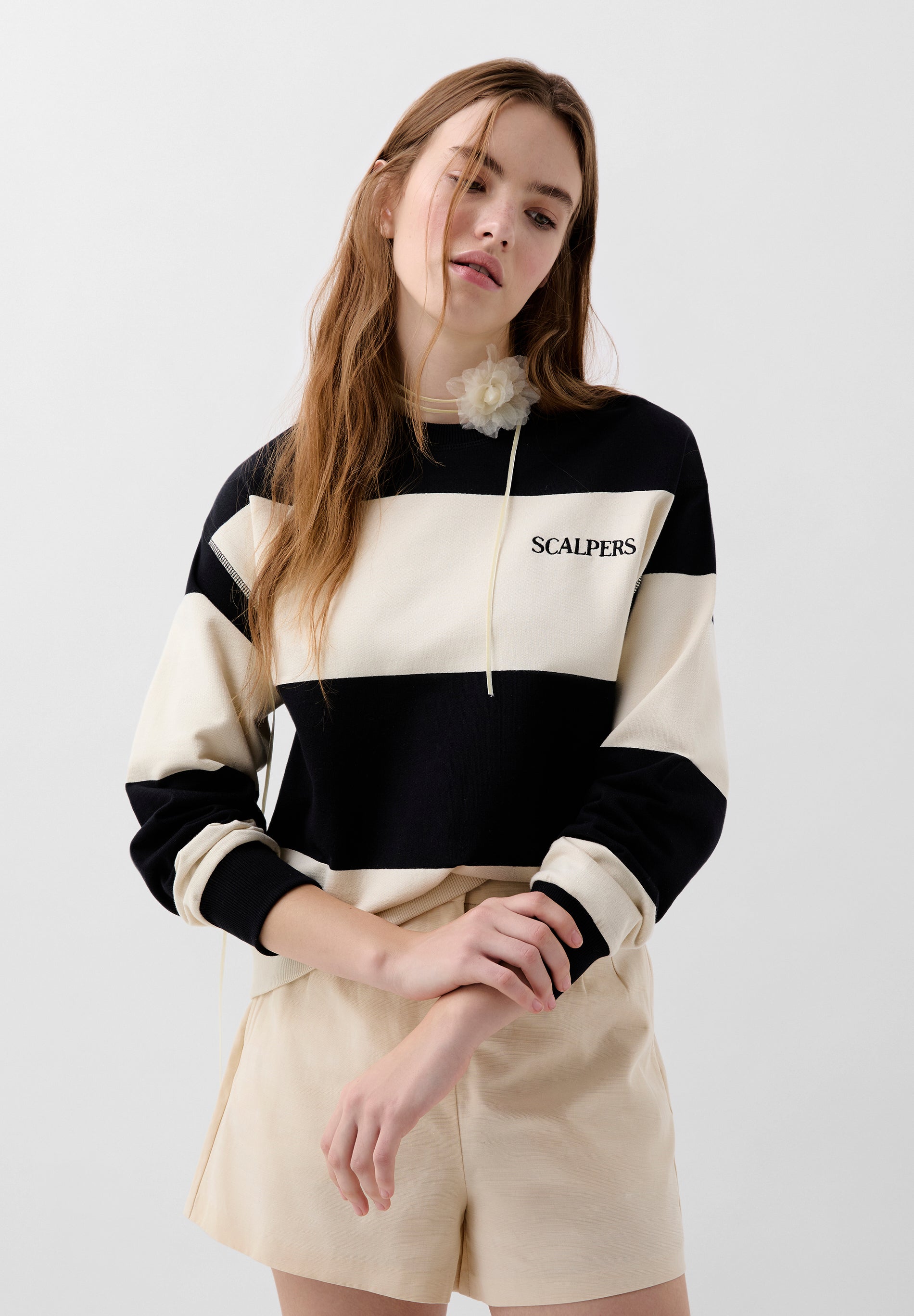 STRIPED SWEATSHIRT WITH EMBROIDERED LOGO