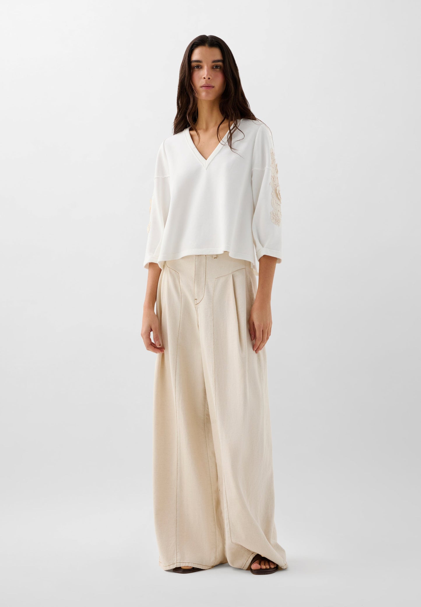 SC GUIPURE V-NECK SWEATER