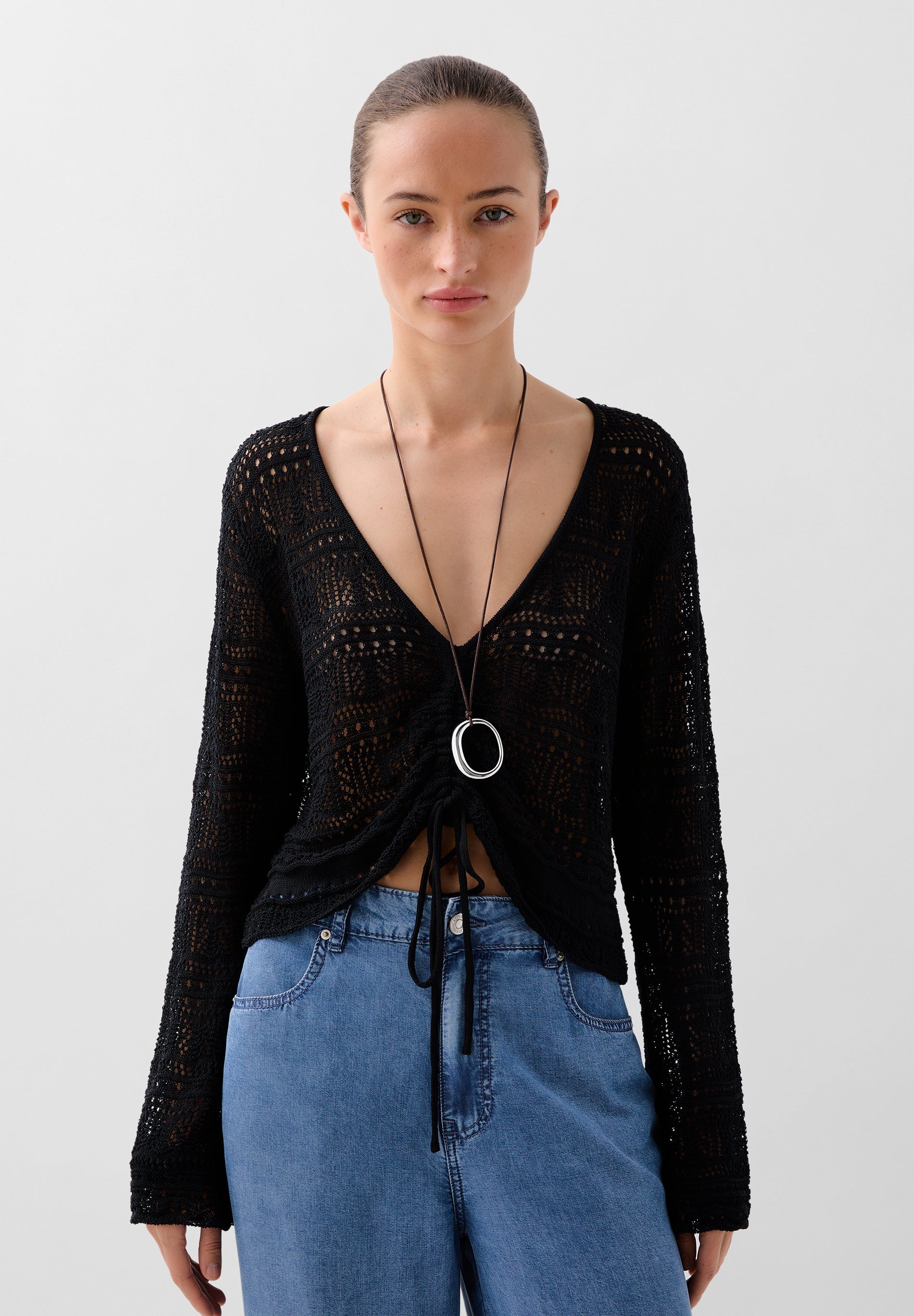 RUCHED KNIT SWEATER