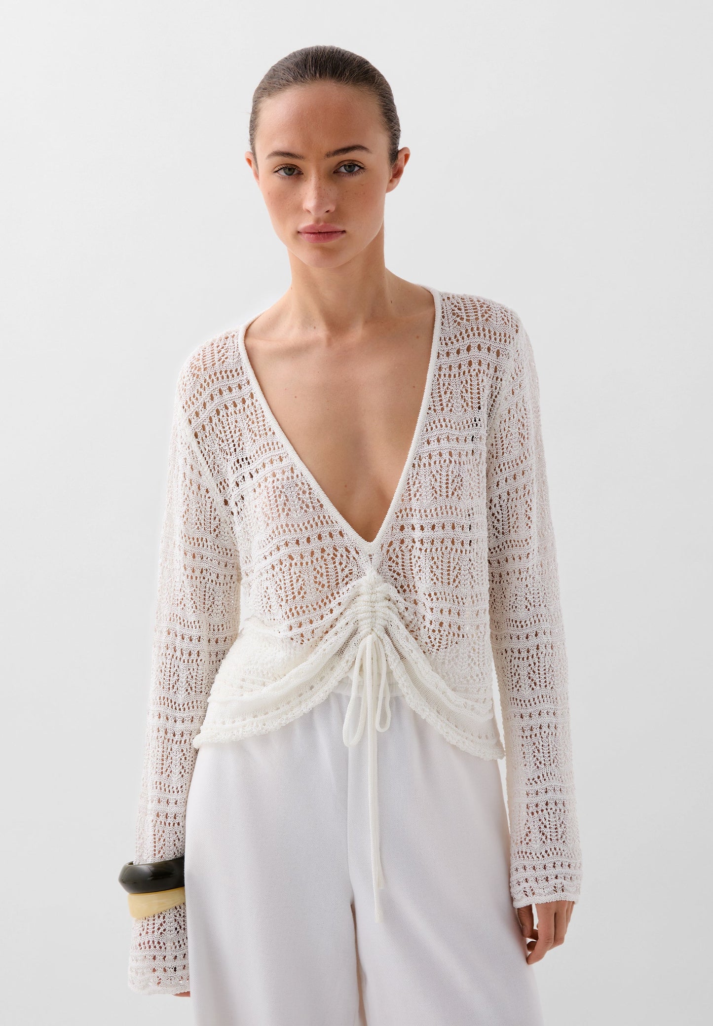 RUCHED KNIT SWEATER