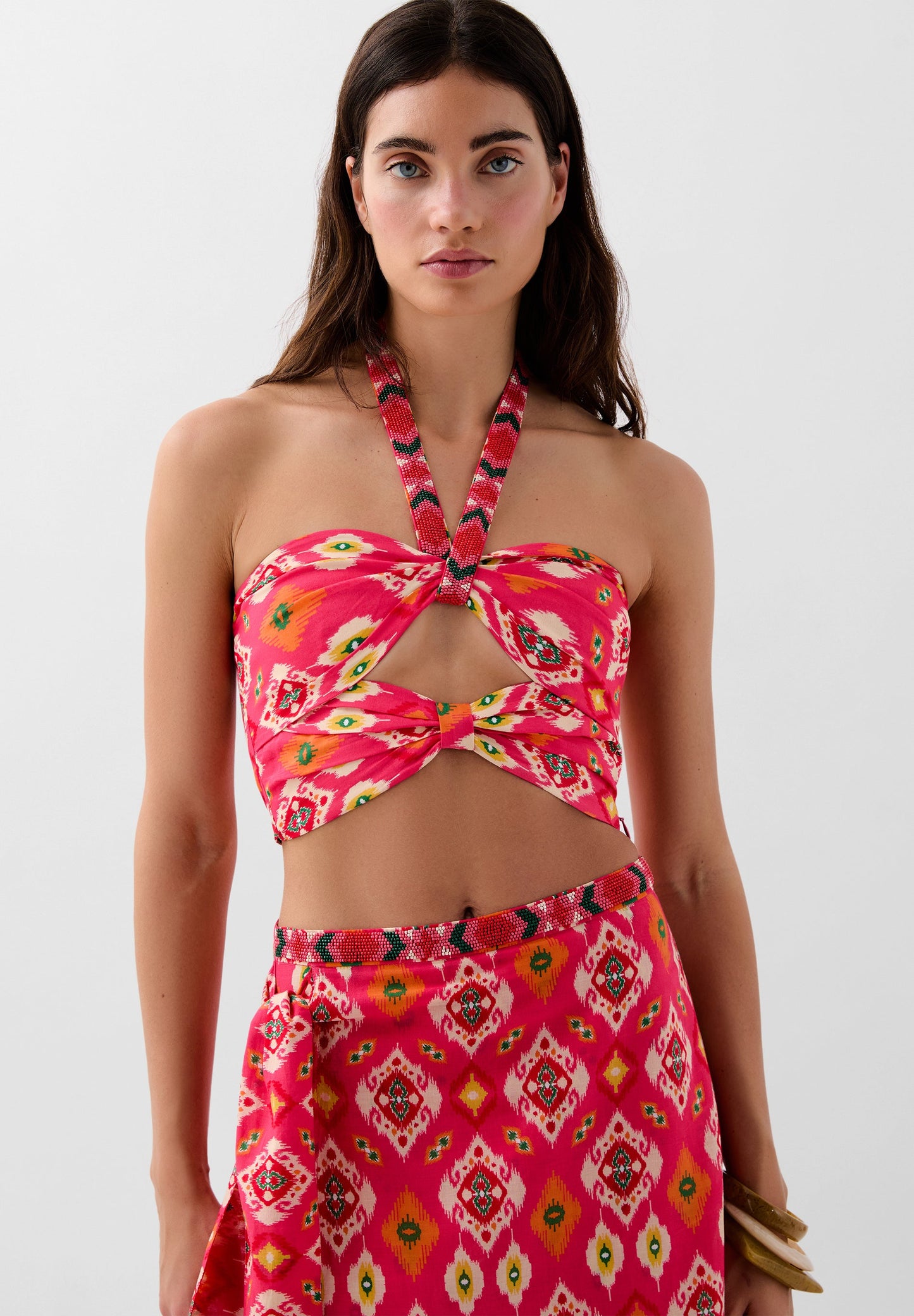 TOP IMPRIMÉ ETHNIQUE PERLES