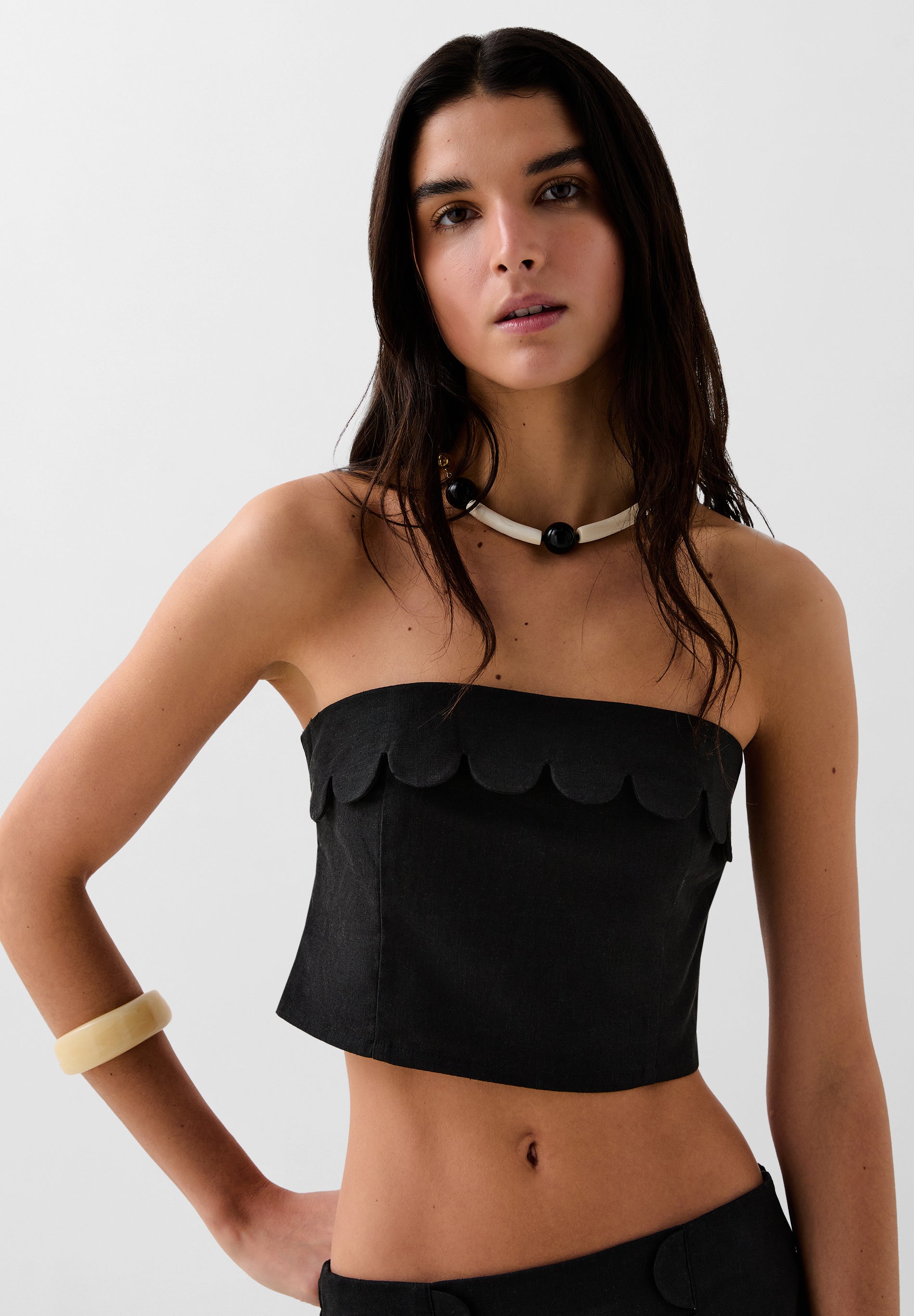 WAVED LINEN TOP