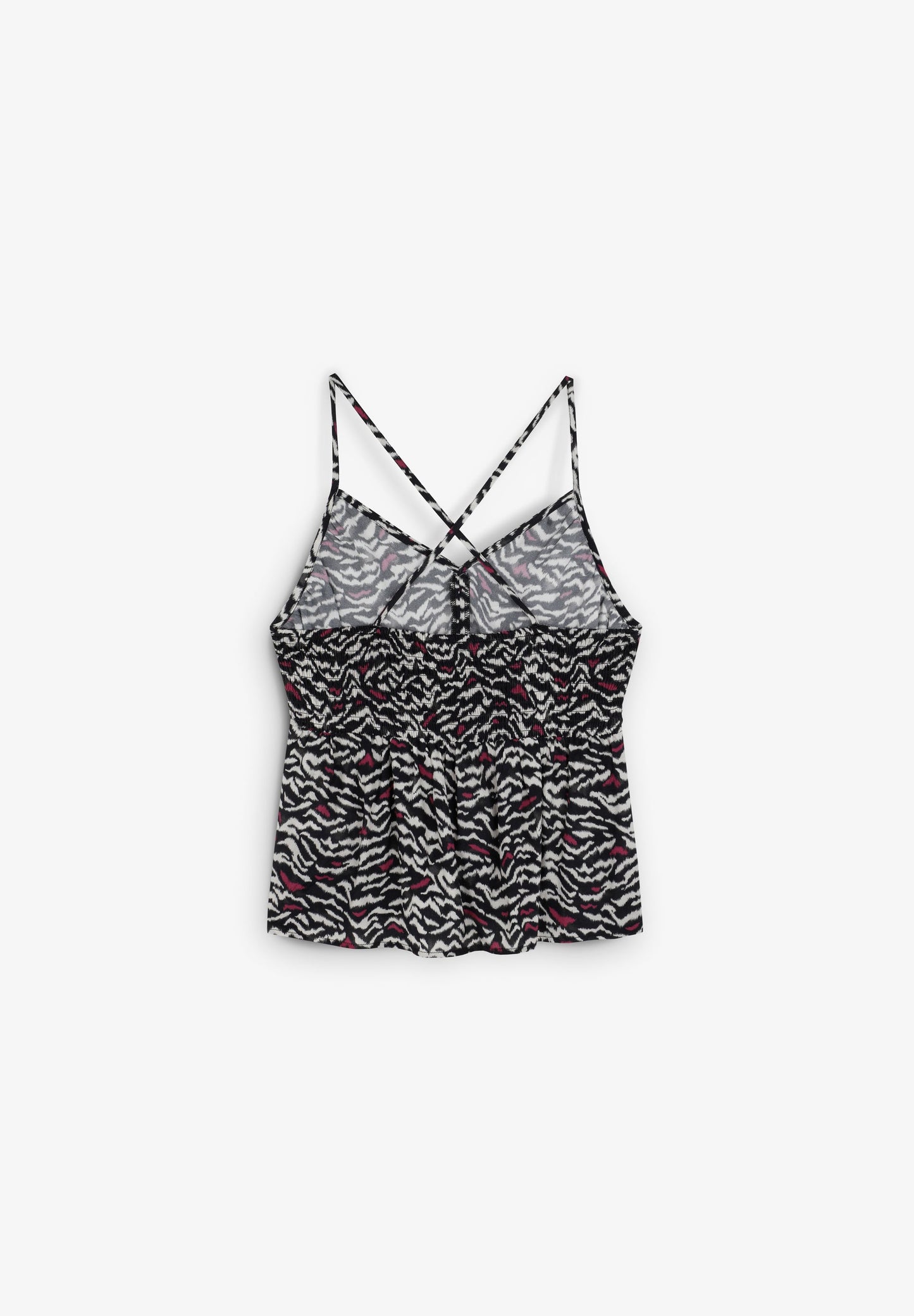 ANIMAL PRINT GATHERED TOP