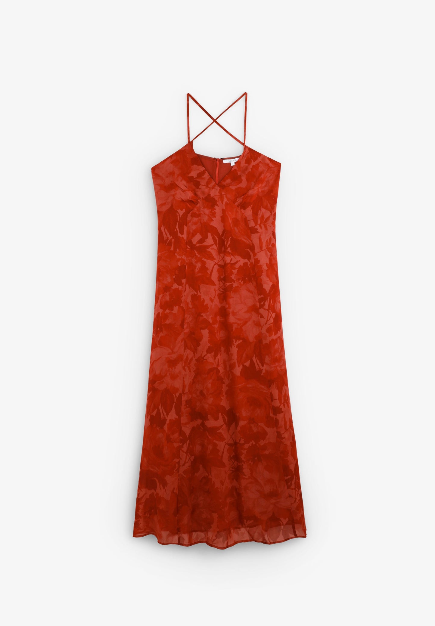 FLOWING PRINTED DRESS WITH CAPE