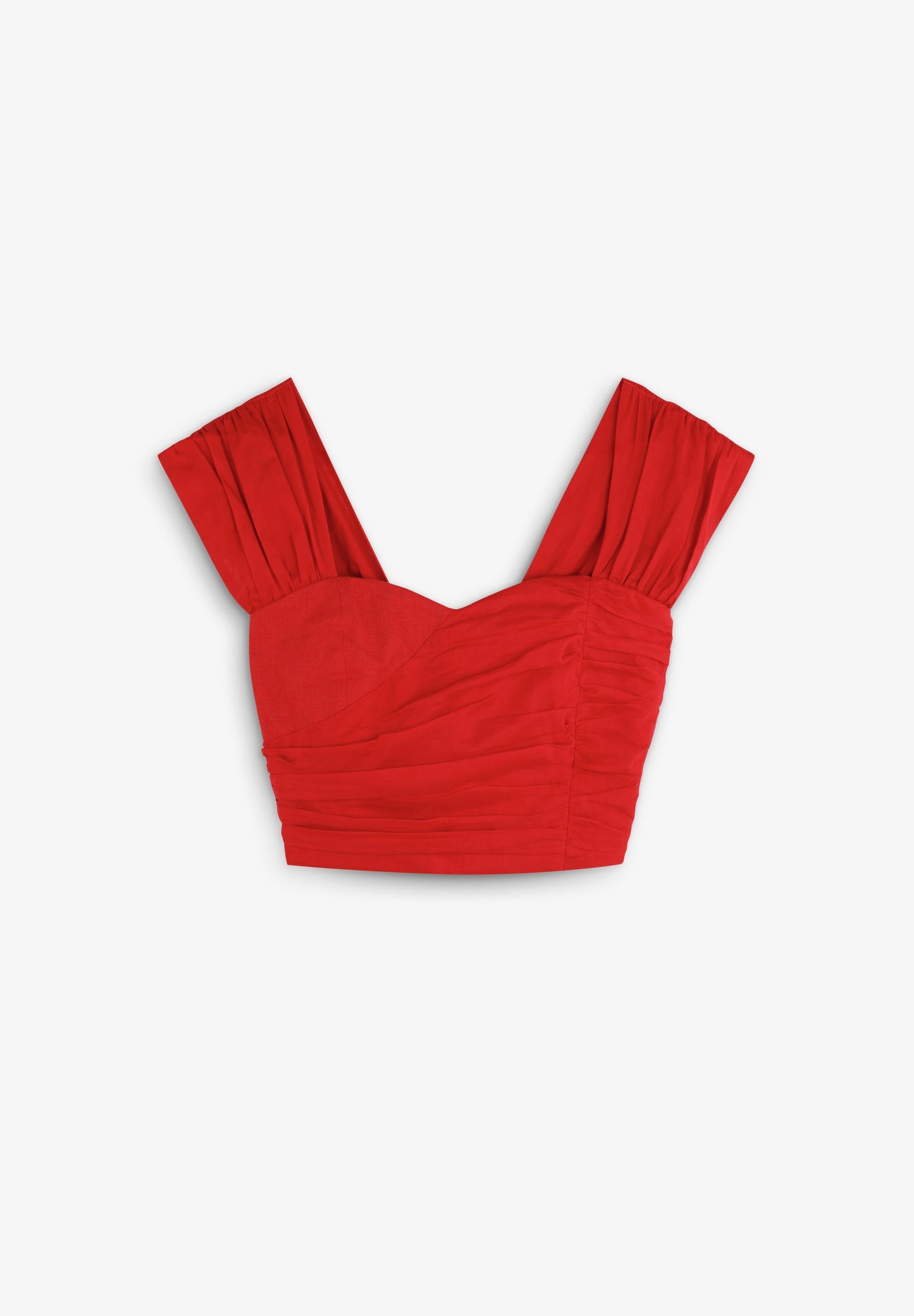 DRAPED LINEN CROPPED TOP