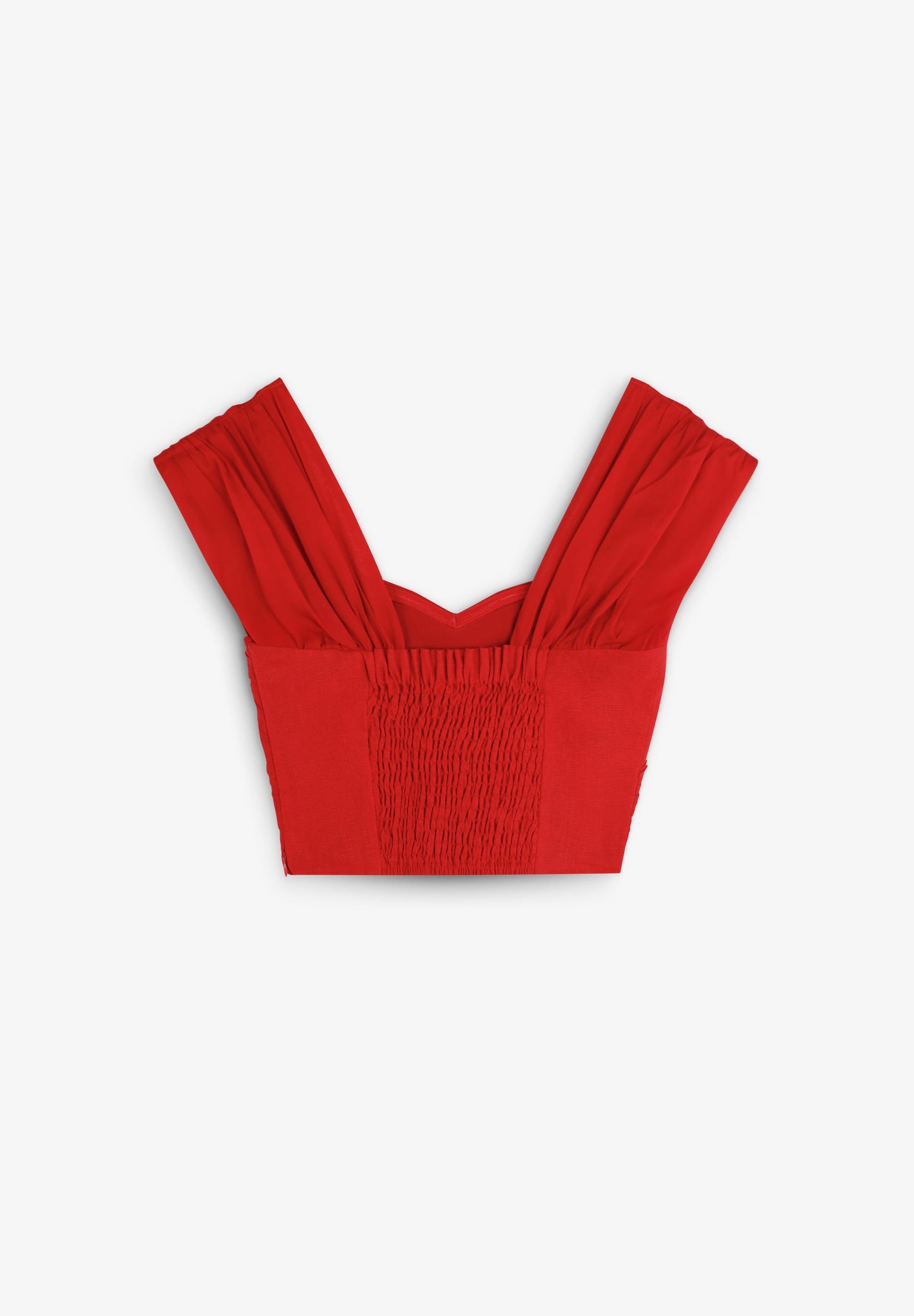DRAPED LINEN CROPPED TOP