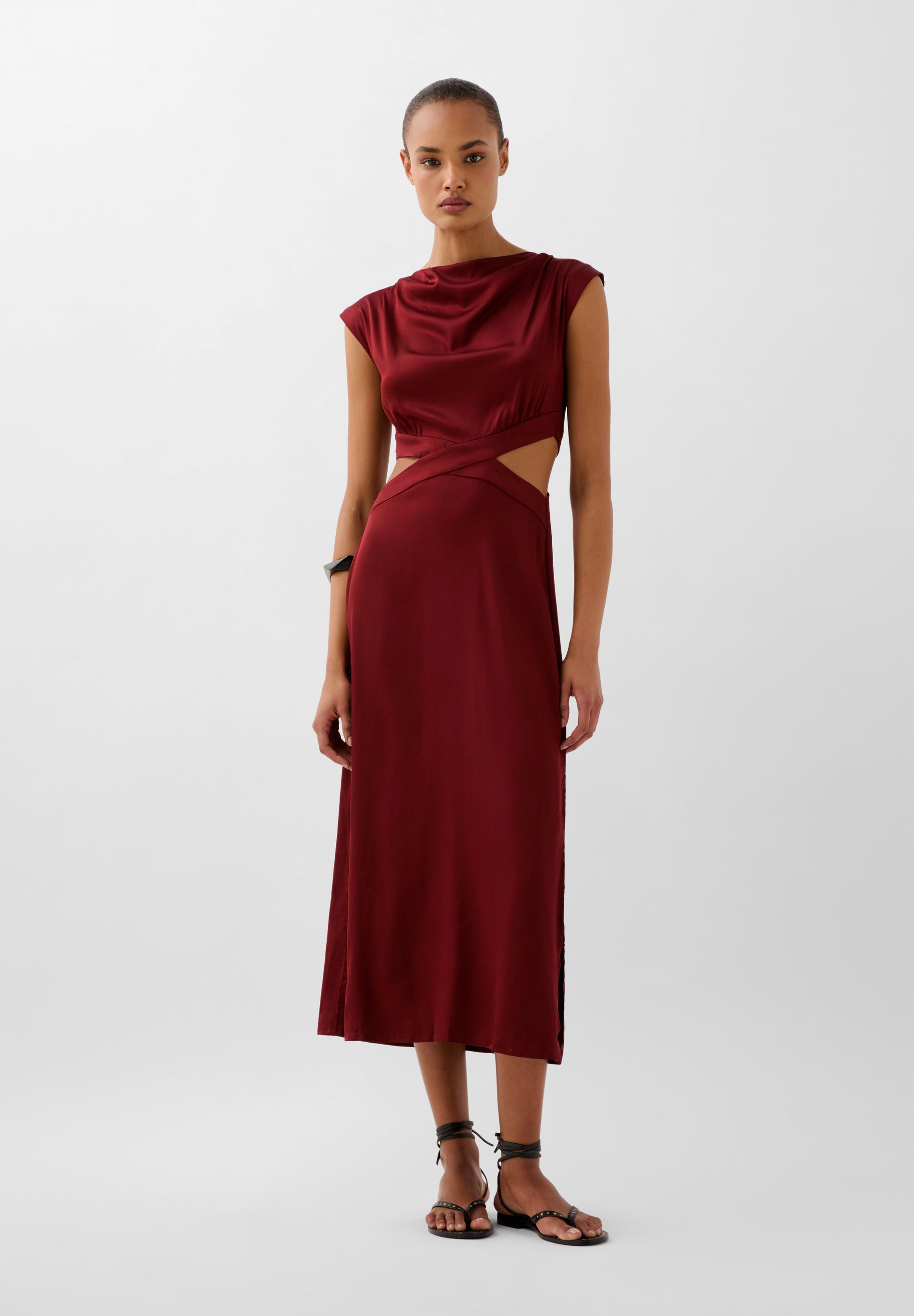 SATIN DRESS WITH SLITS