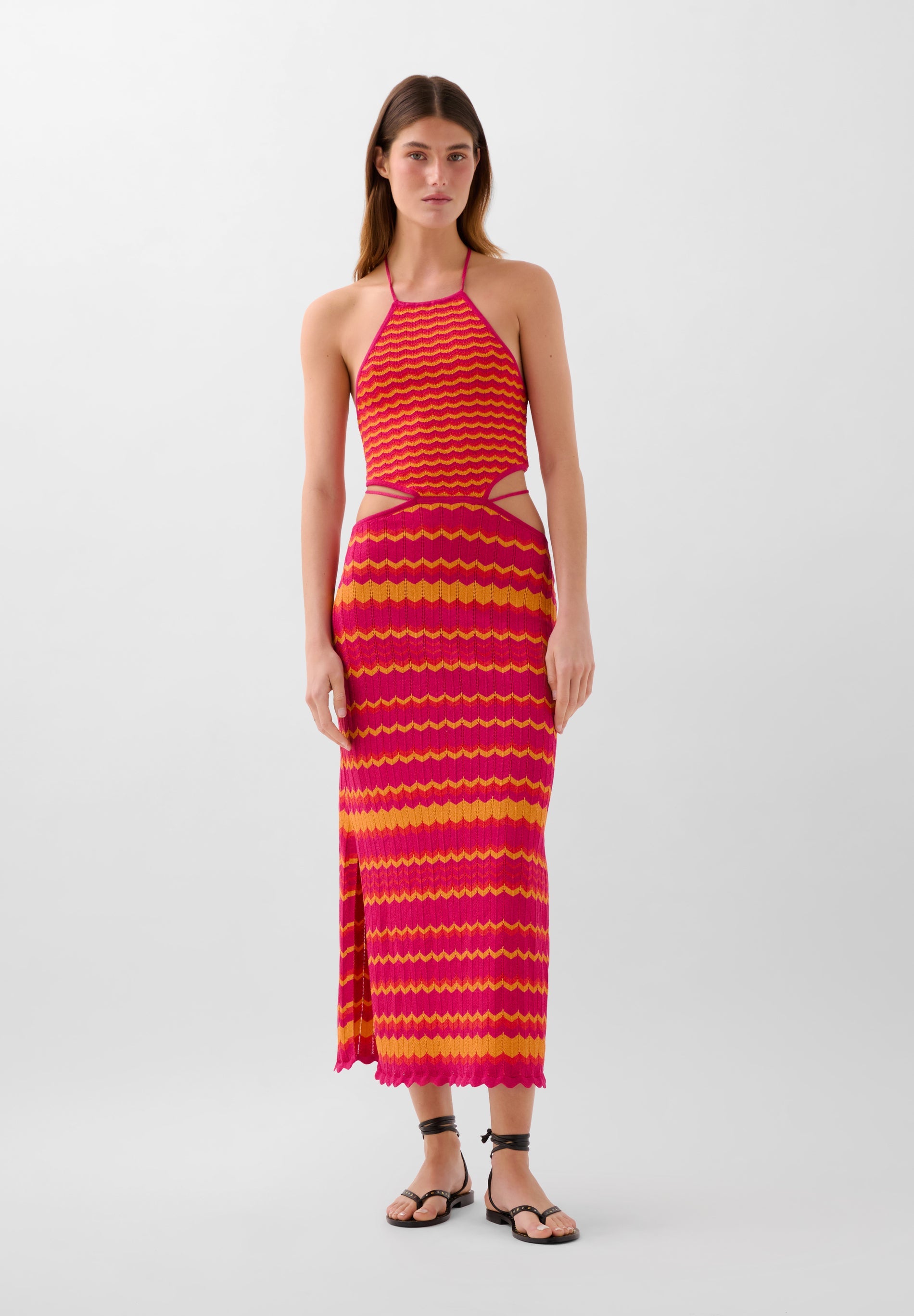 ROBE MAILLE BICOLORE FENTES