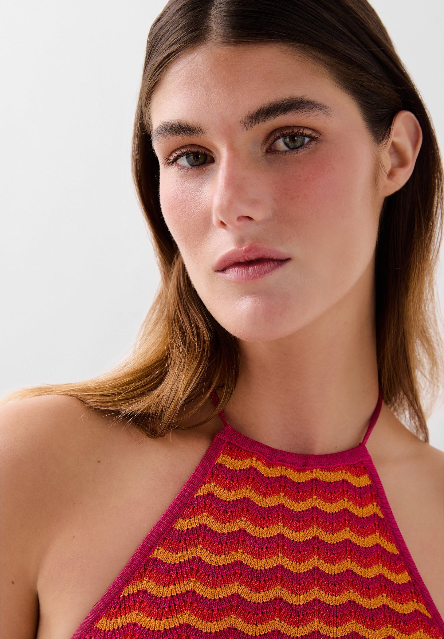 ROBE MAILLE BICOLORE FENTES