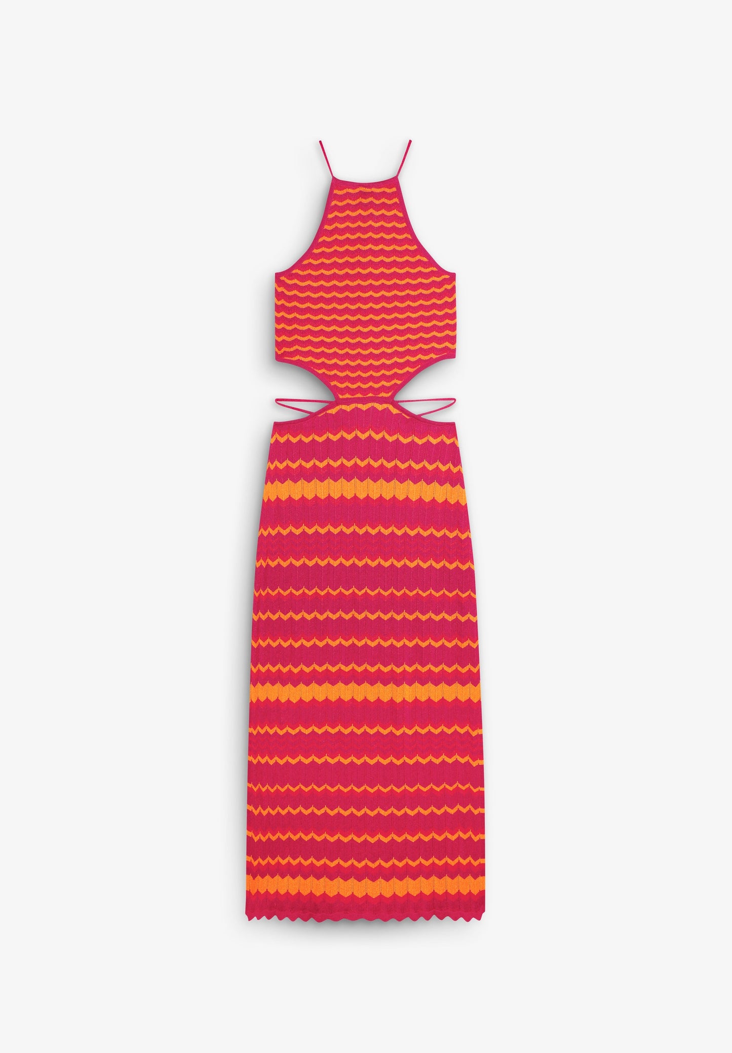 TWO-TONE KNIT DRESS WITH SLITS