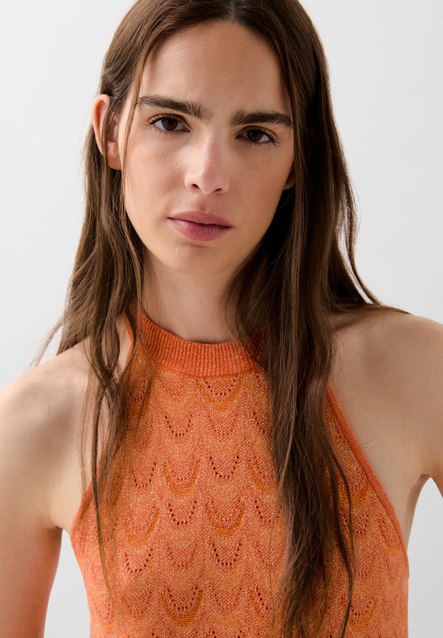 LUREX KNIT MINI HALTER DRESS