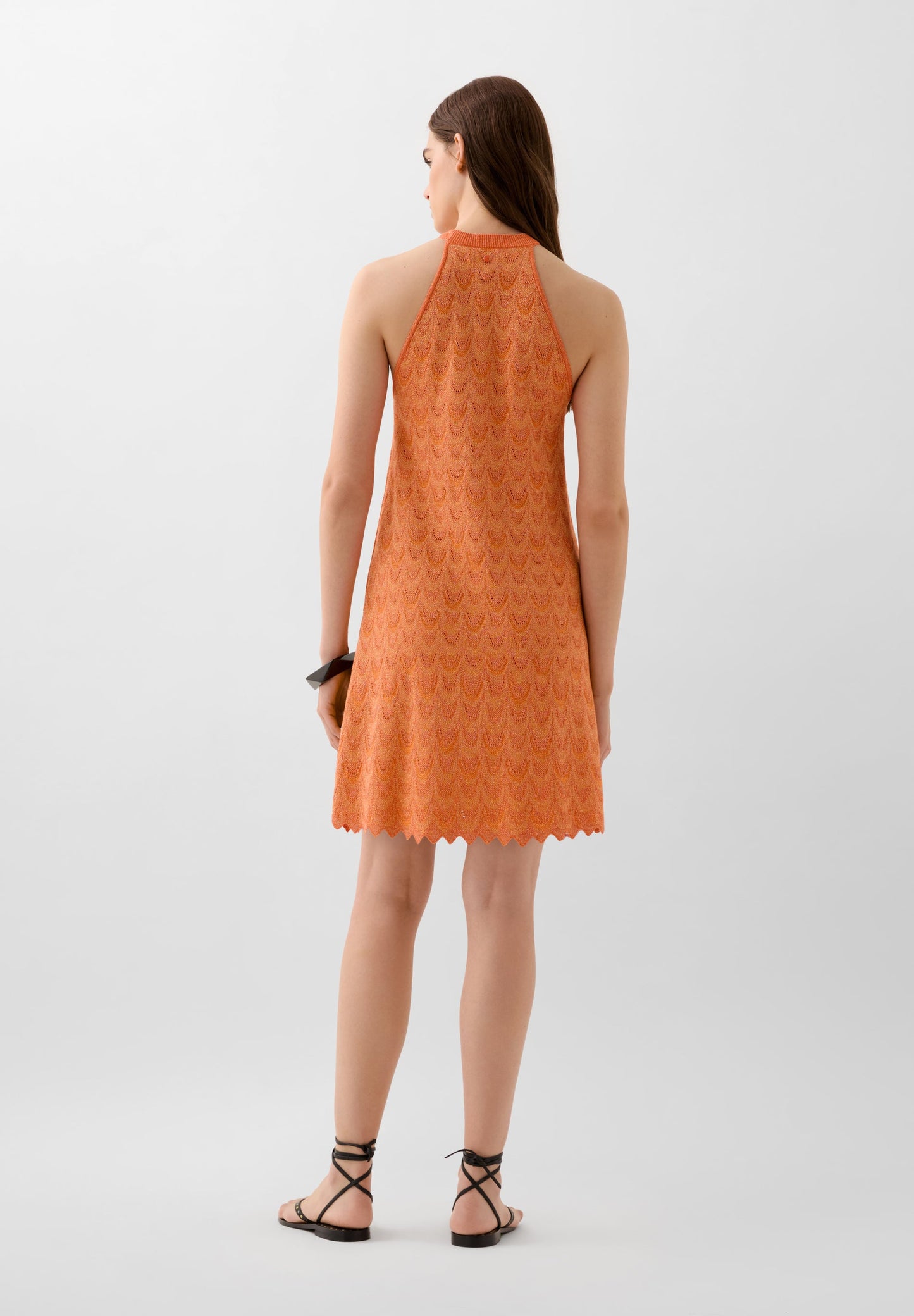 LUREX KNIT MINI HALTER DRESS