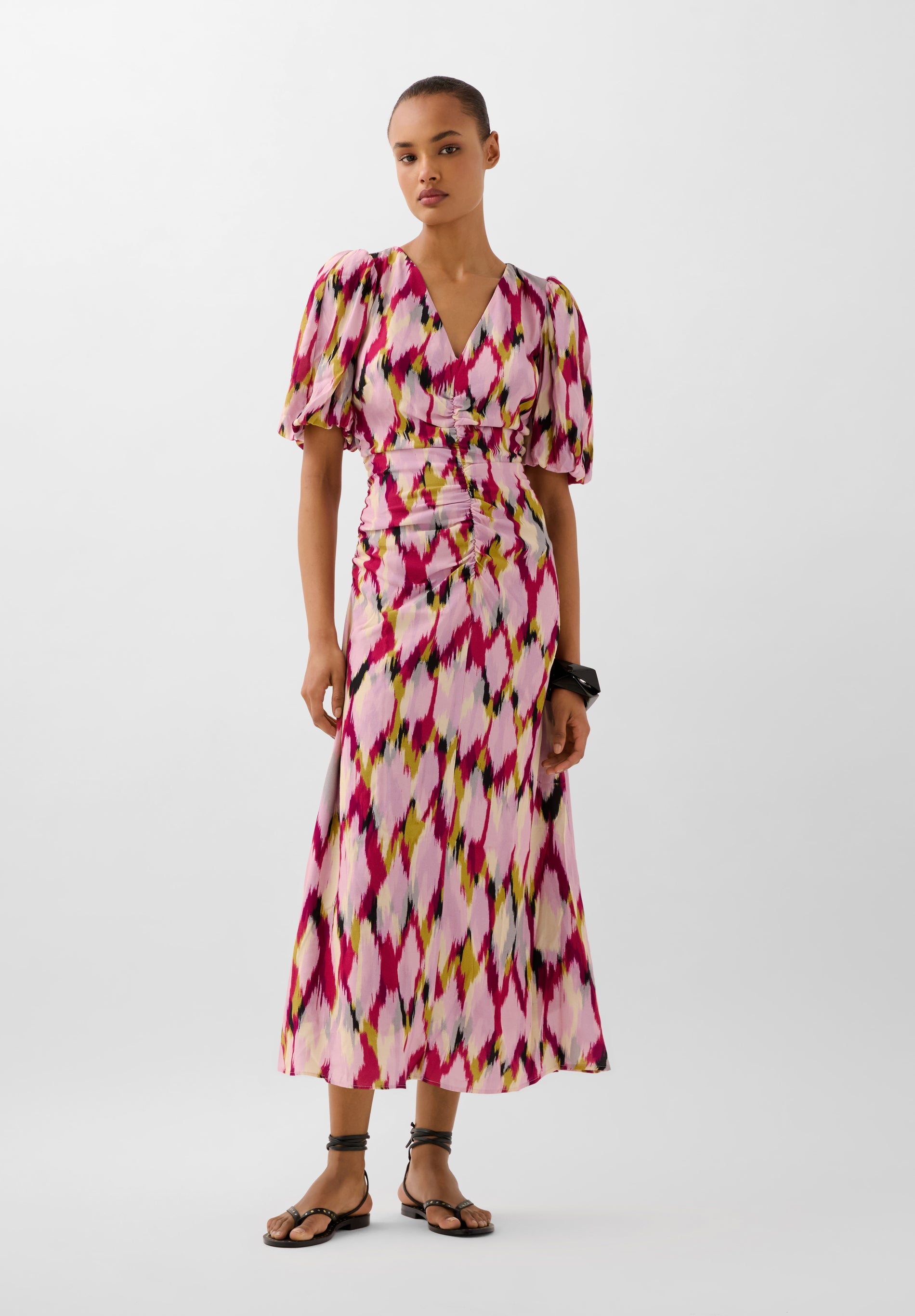 GATHERED PRINT DRESS