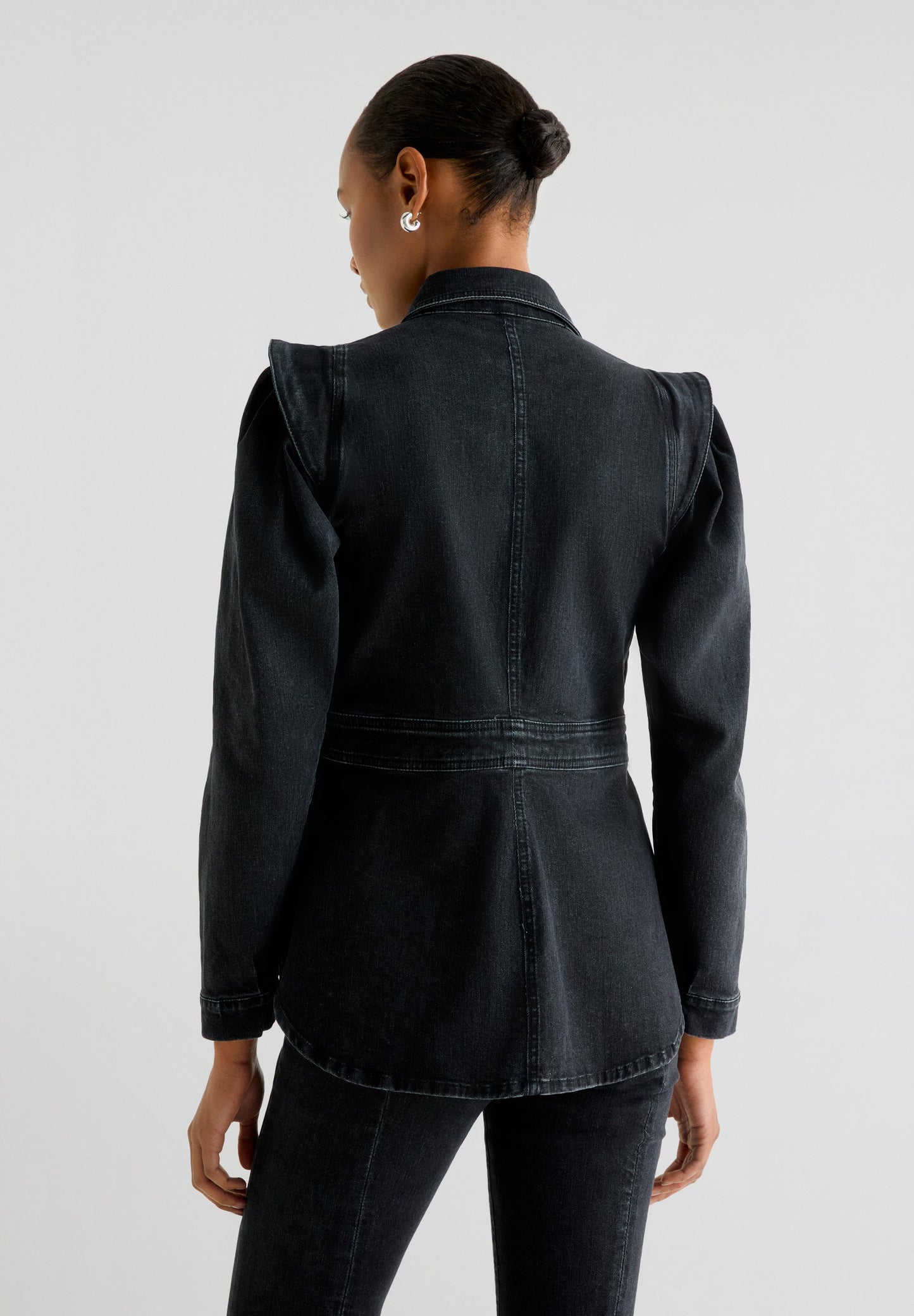 DENIM SHIRT WITH PUFF SLEEVES