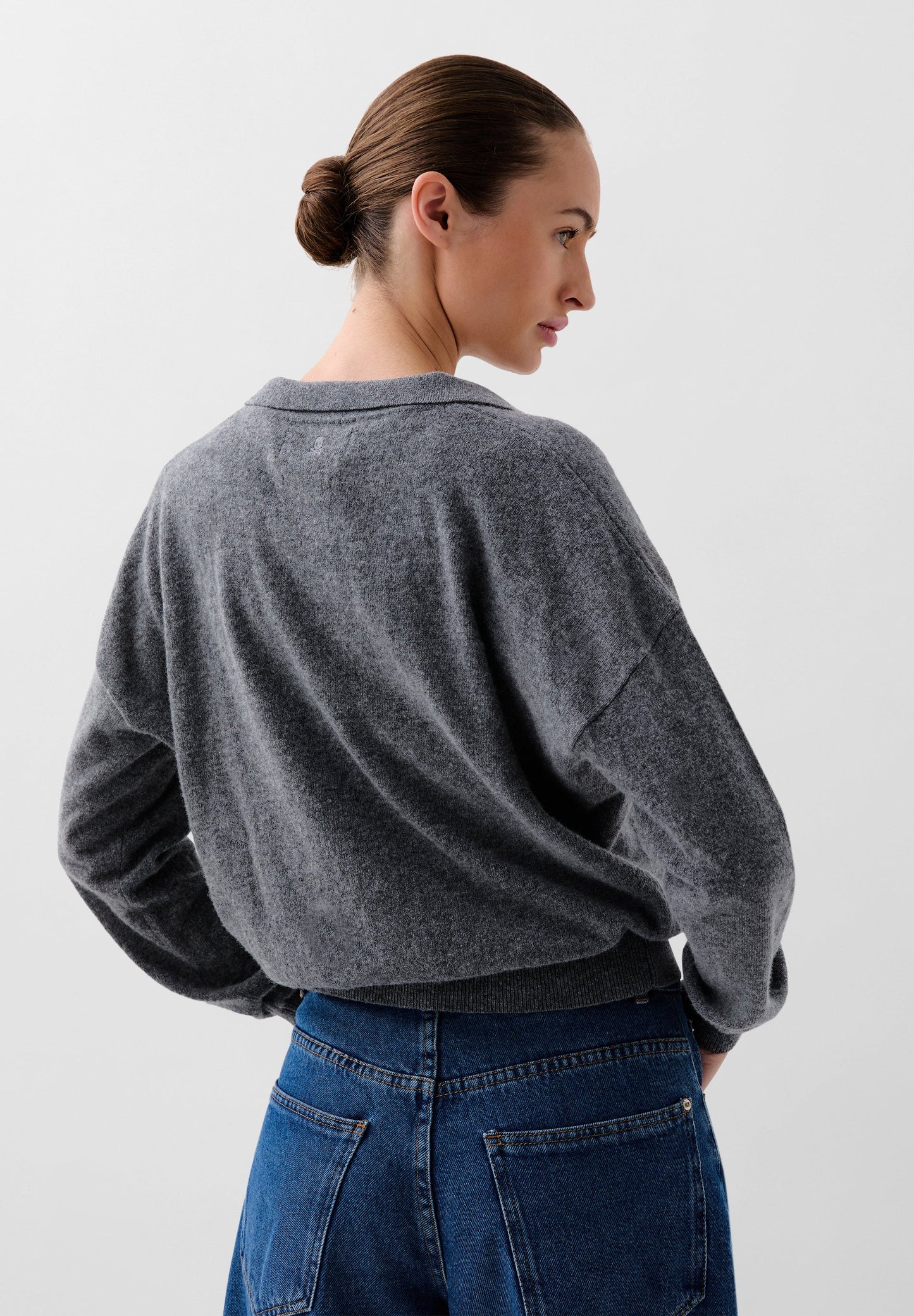 WOOL BLEND POLO SHIRT-STYLE SWEATER