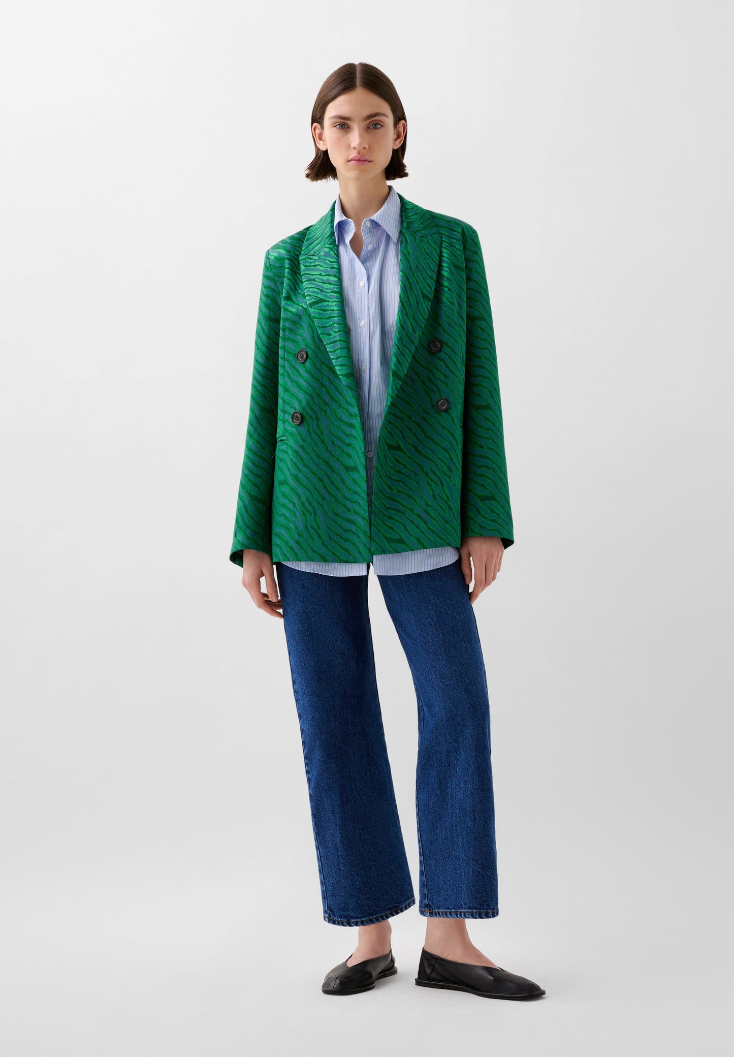 SATIN ANIMAL PRINT BLAZER