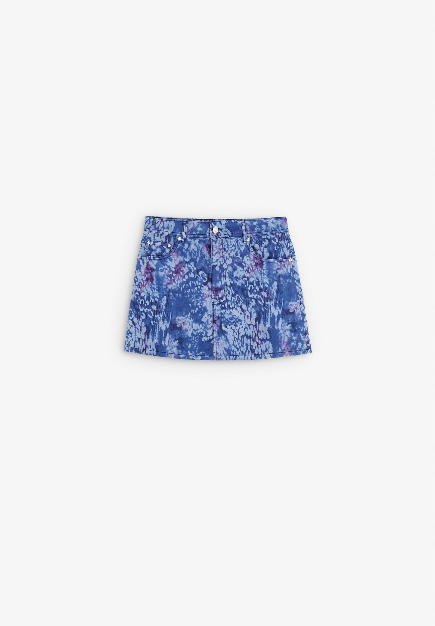 PRINTED DENIM MINI SKIRT