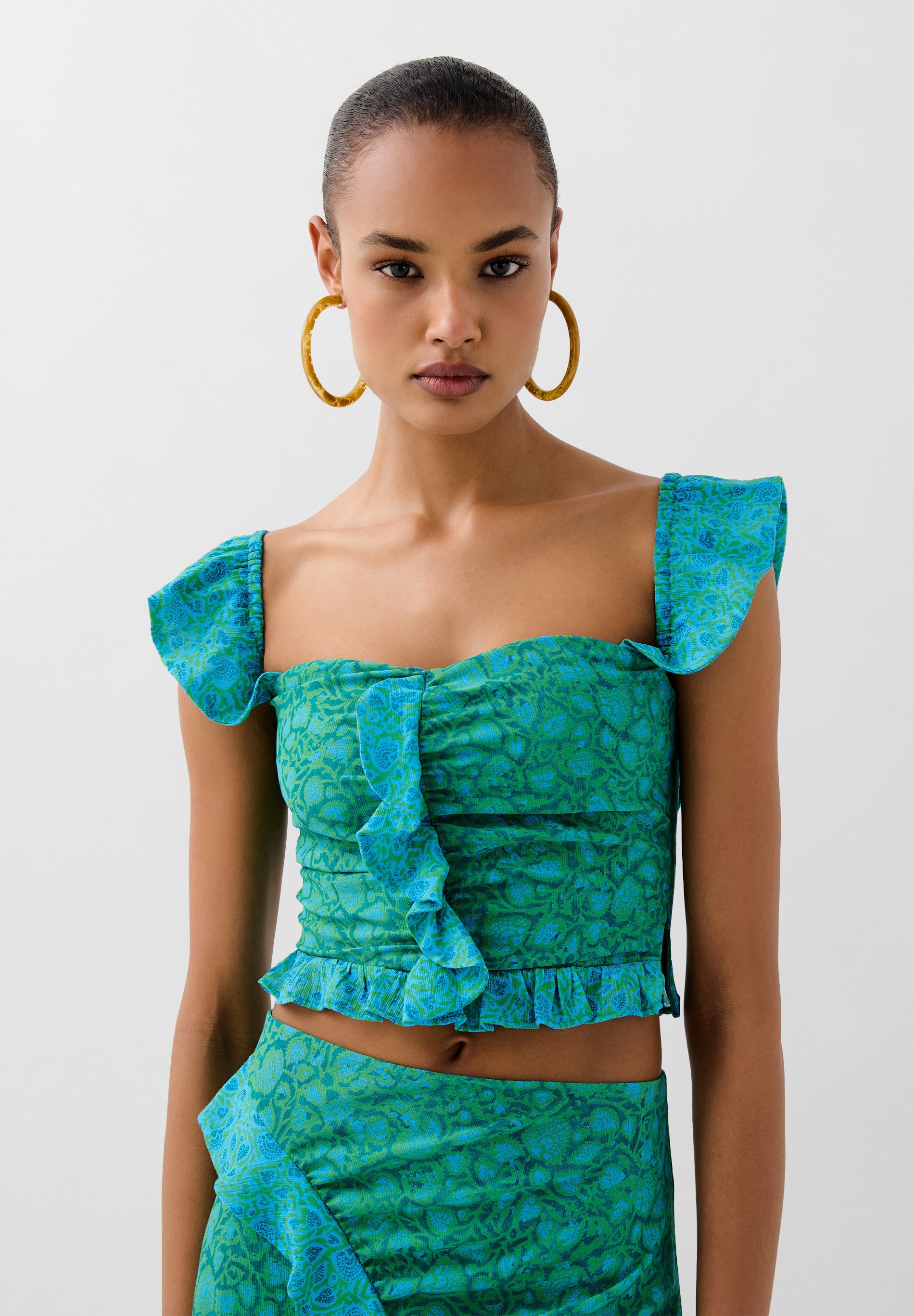 CROP TOP IMPRIMÉ VOLANT