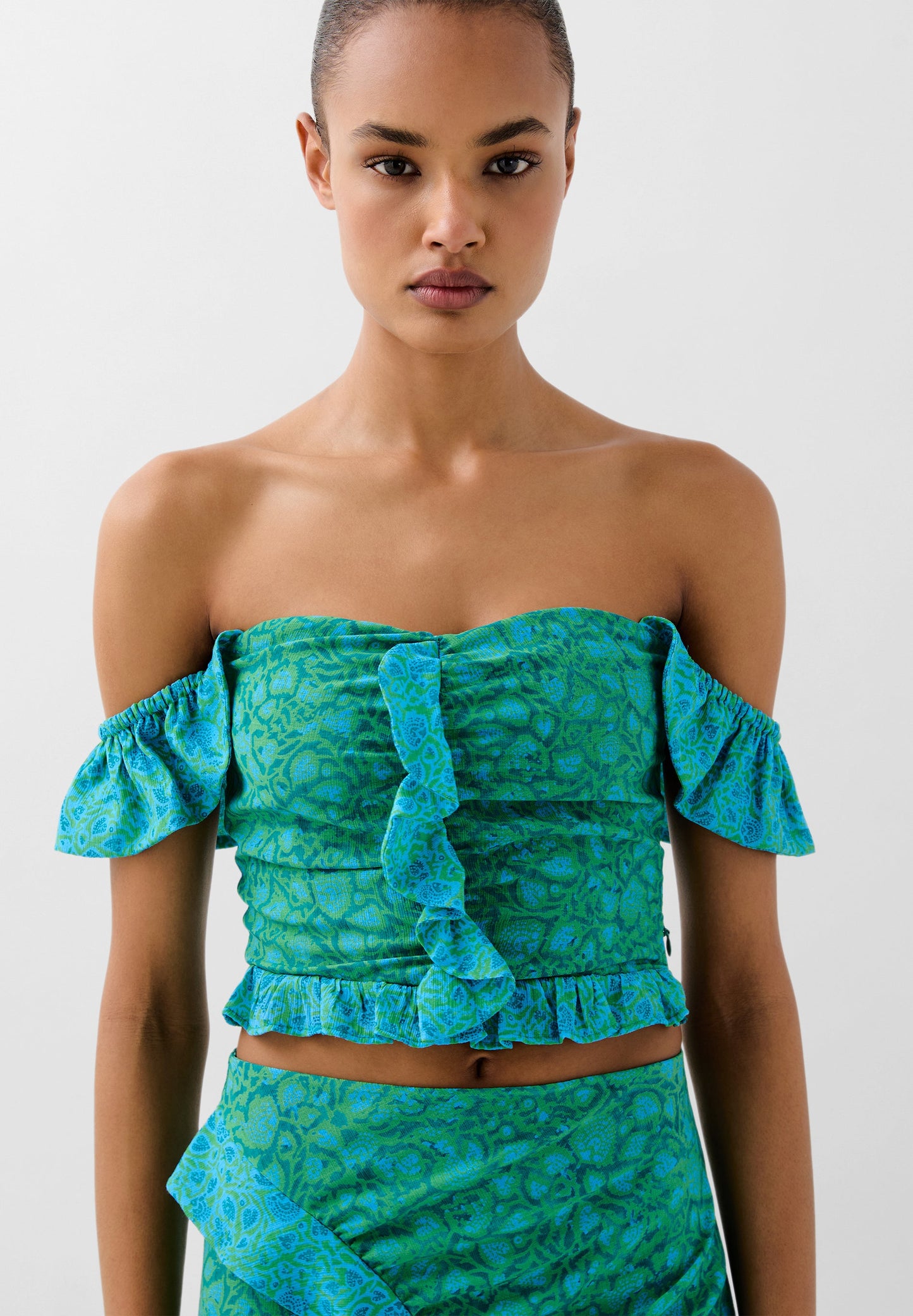 CROP TOP IMPRIMÉ VOLANT