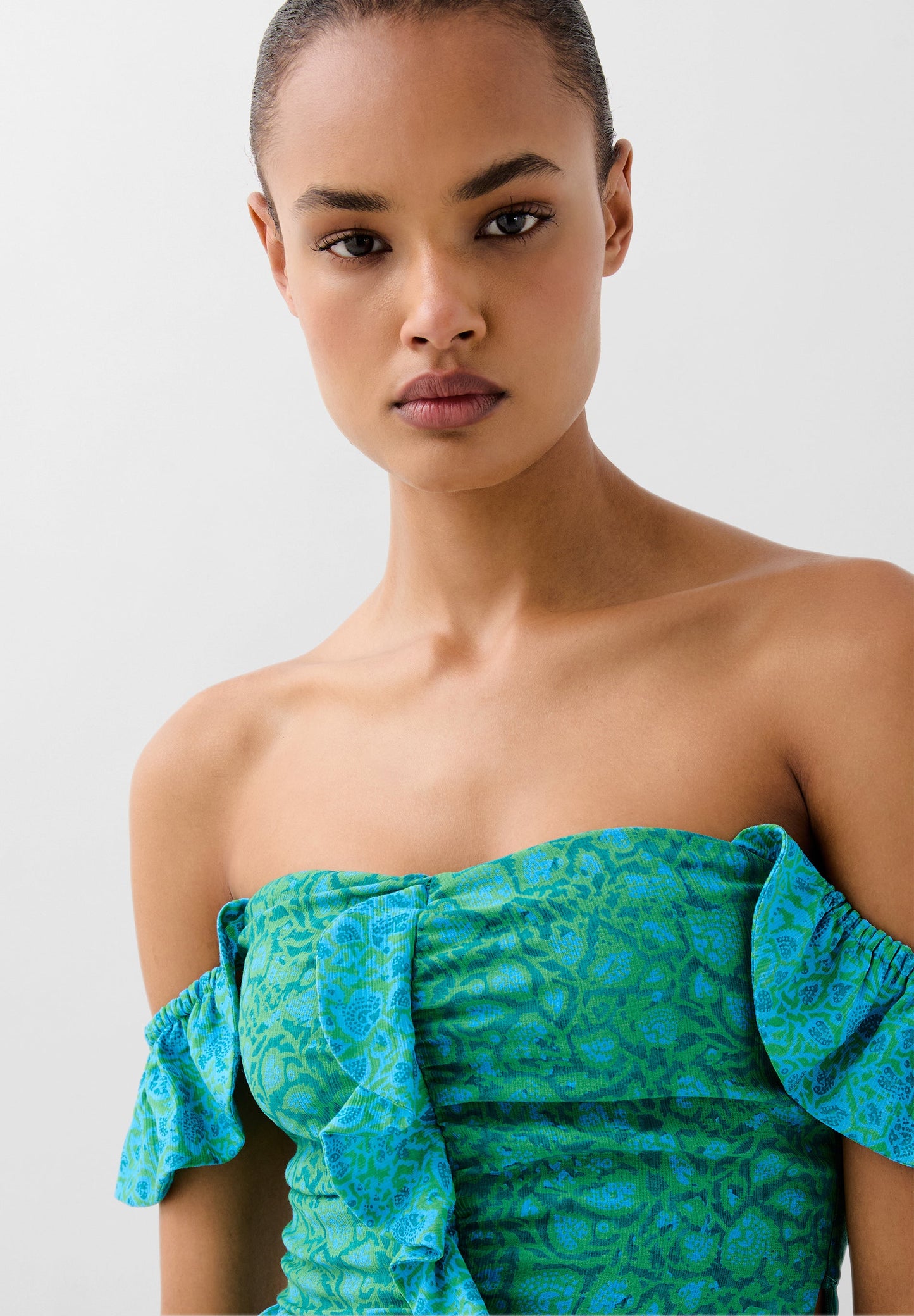 CROP TOP IMPRIMÉ VOLANT