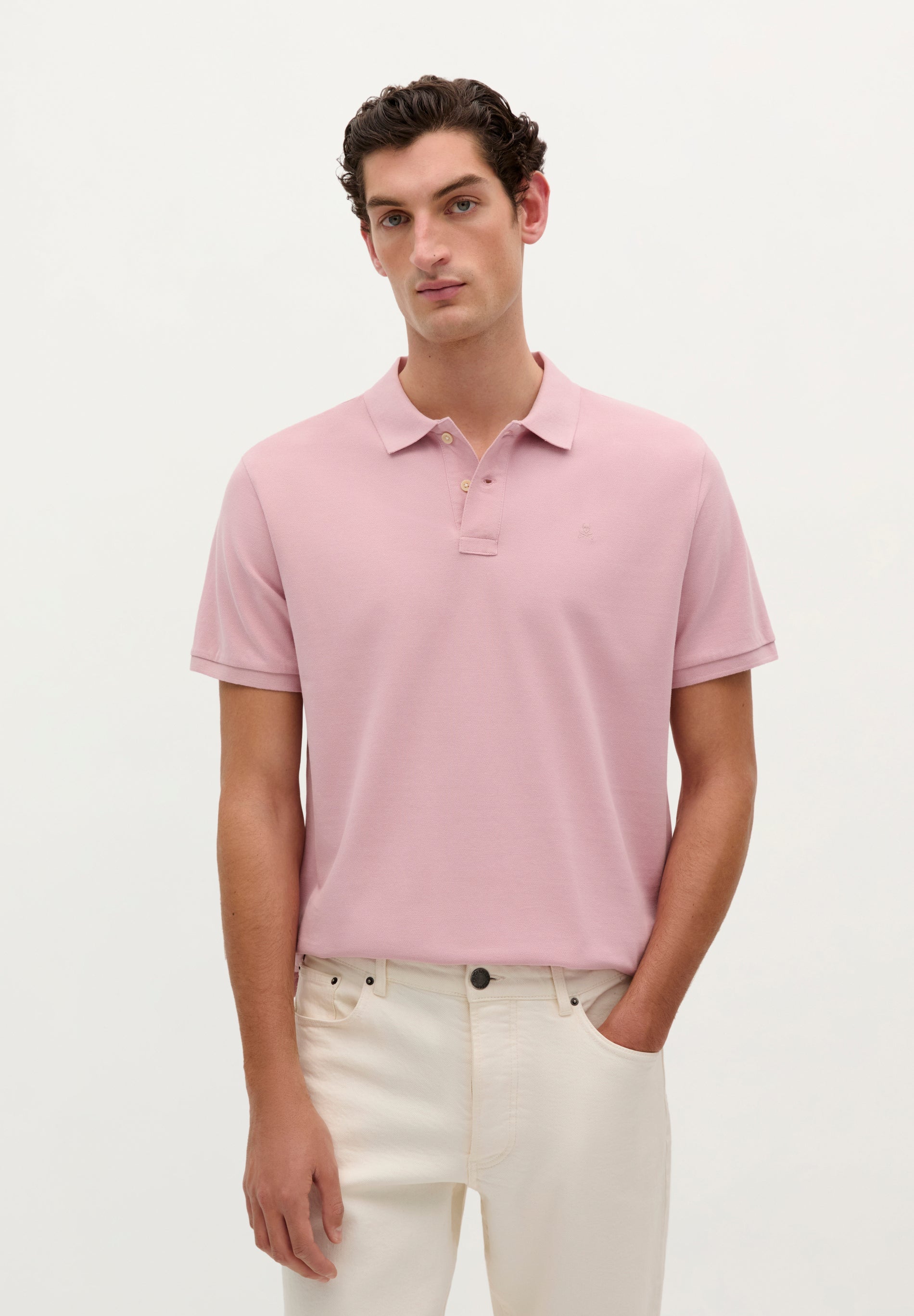 BASIC POLO SHIRT WITH SKULL DETAIL