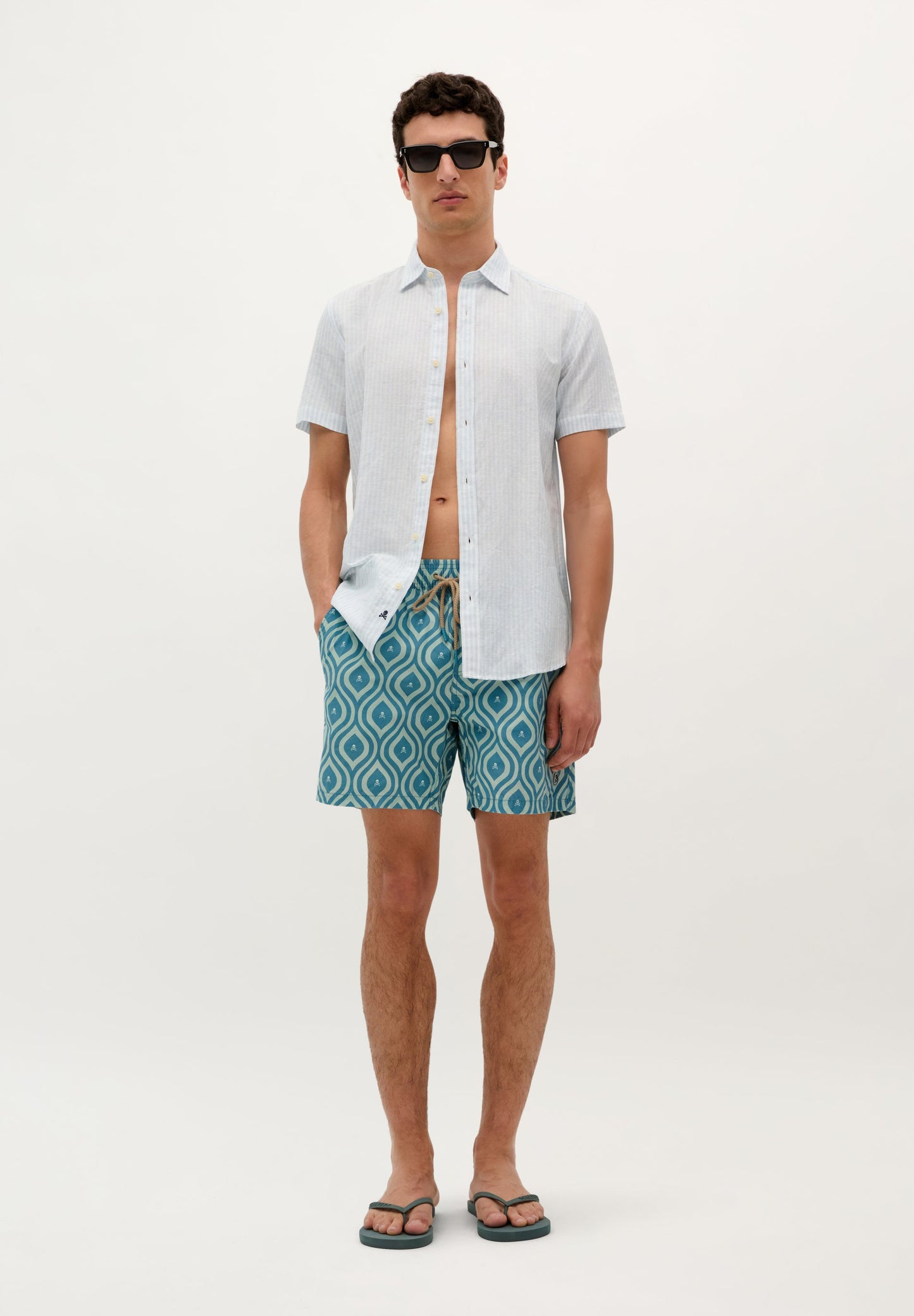 WAVED PRINT SWIMMING TRUNKS