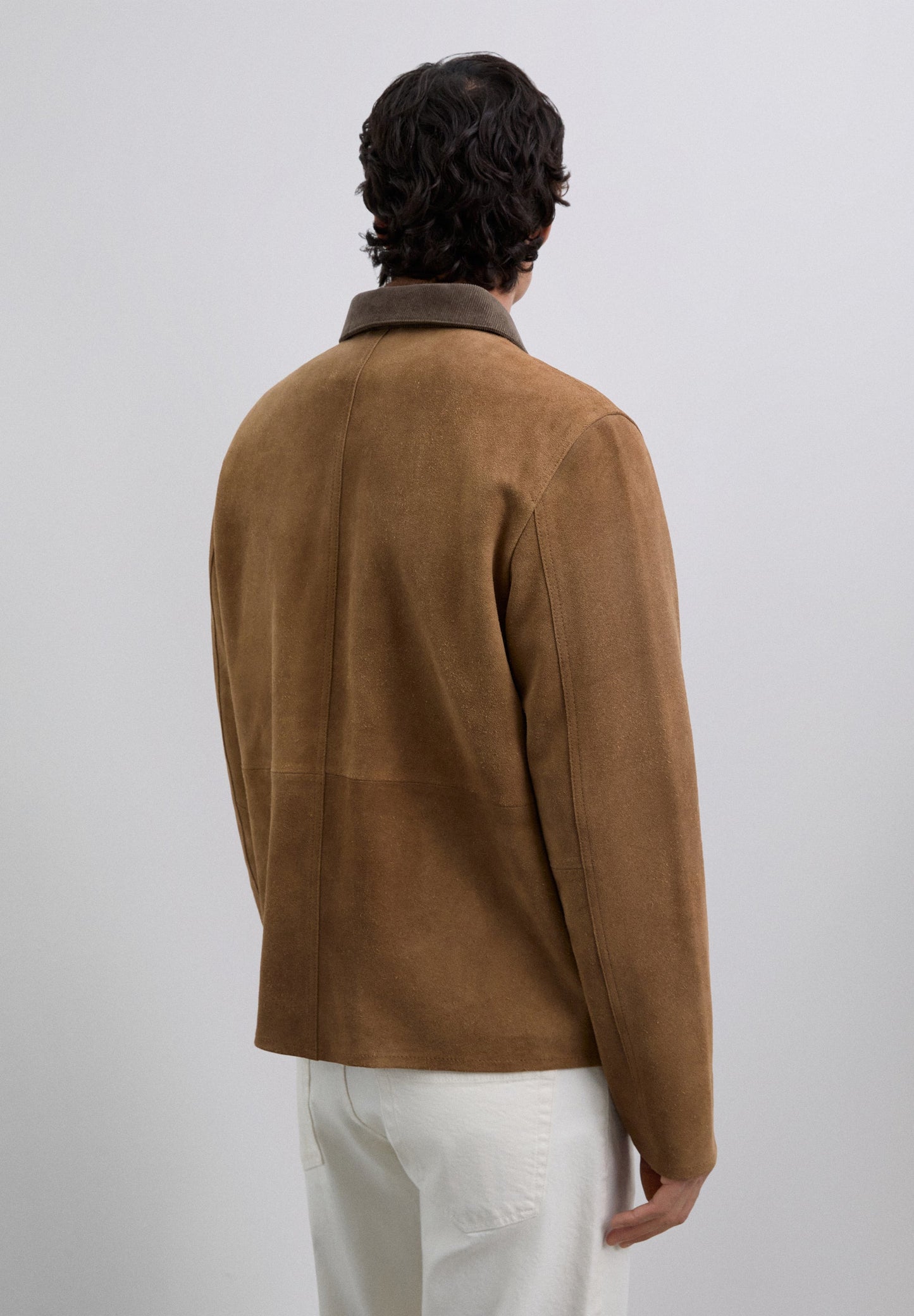 LEATHER JACKET WITH CORDUROY COLLAR