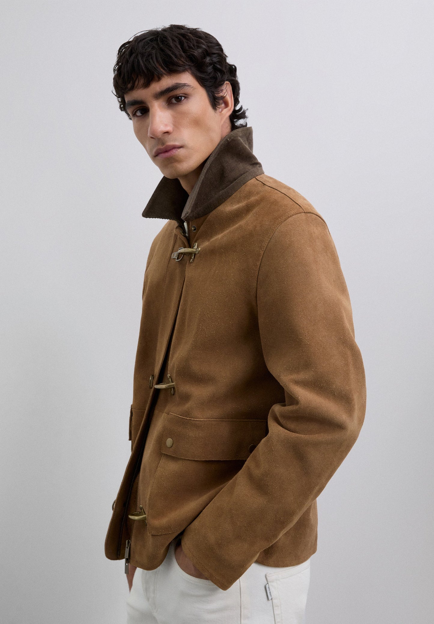 VESTE CUIR COL VELOURS