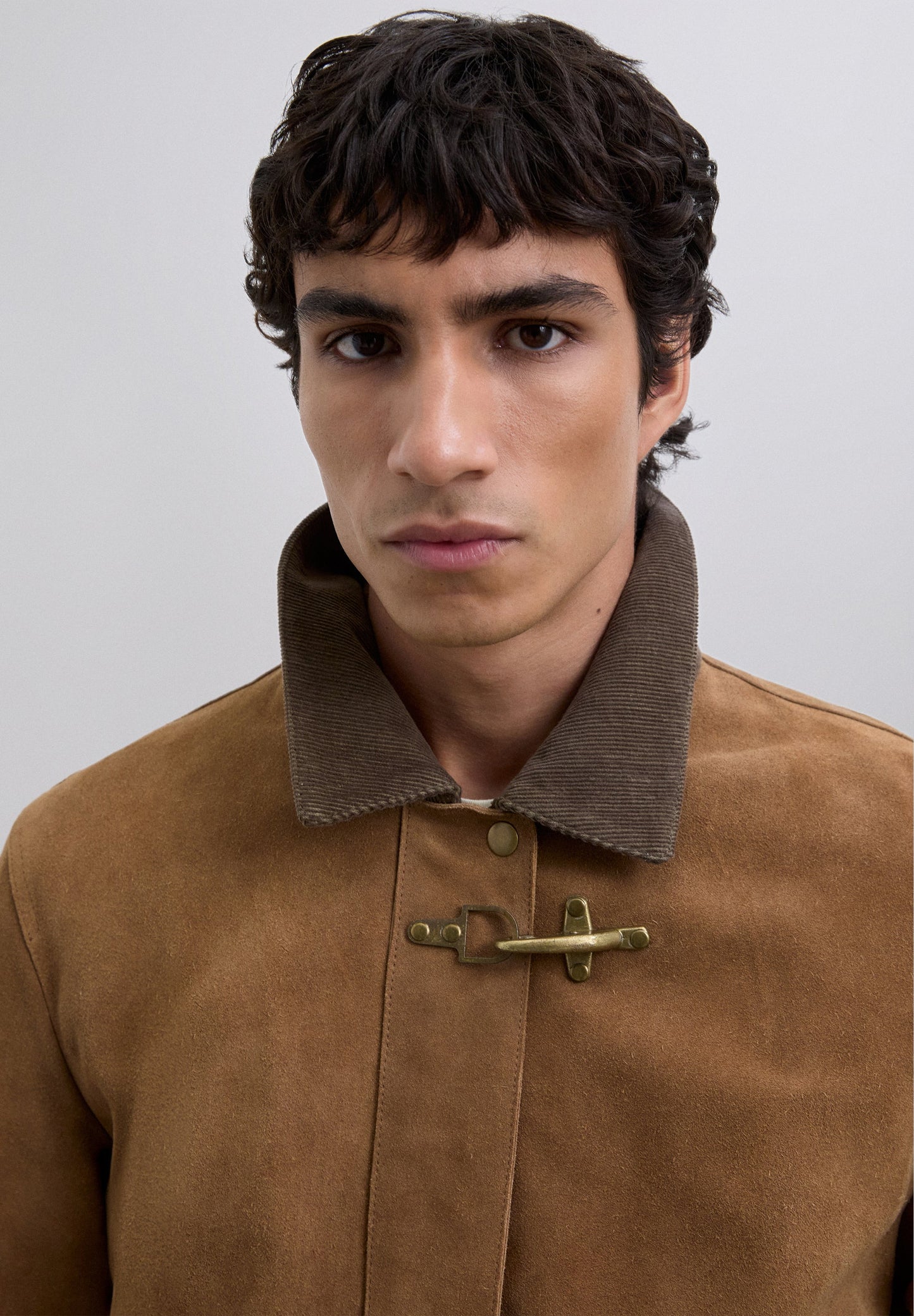 VESTE CUIR COL VELOURS