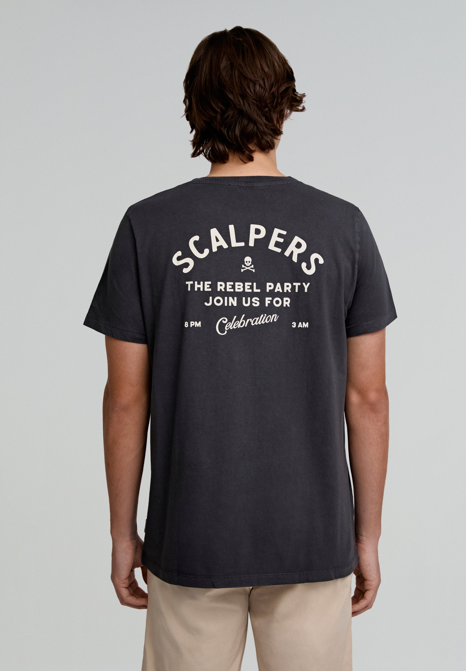FADED T-SHIRT WITH TEXT PRINT