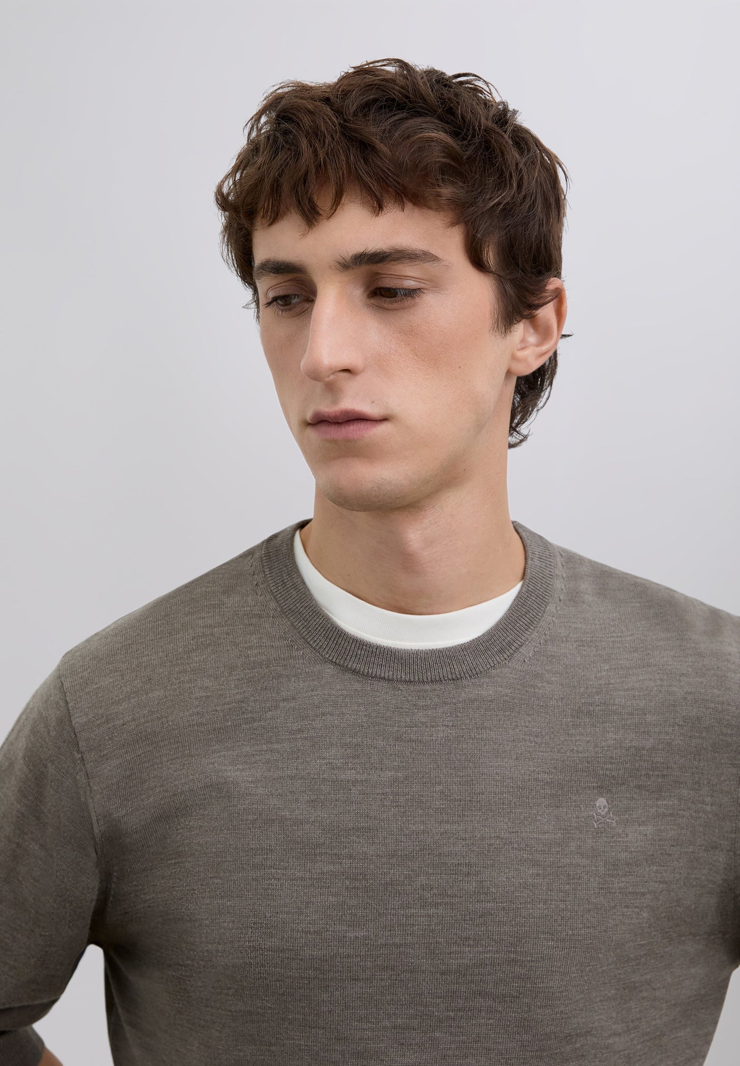 WOOL SWEATER WITH EMBROIDERED SKULL