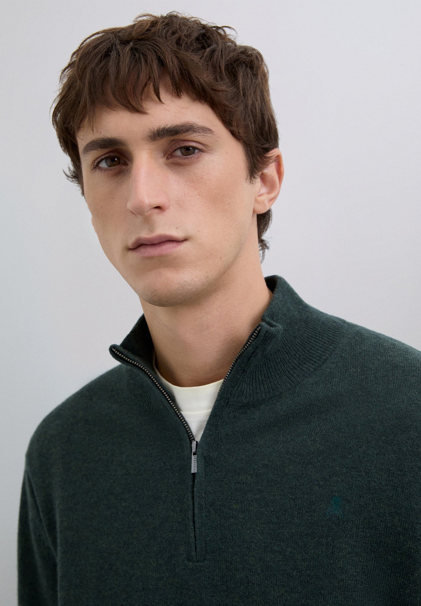 ZIPPED WOOL SWEATER WITH SKULL