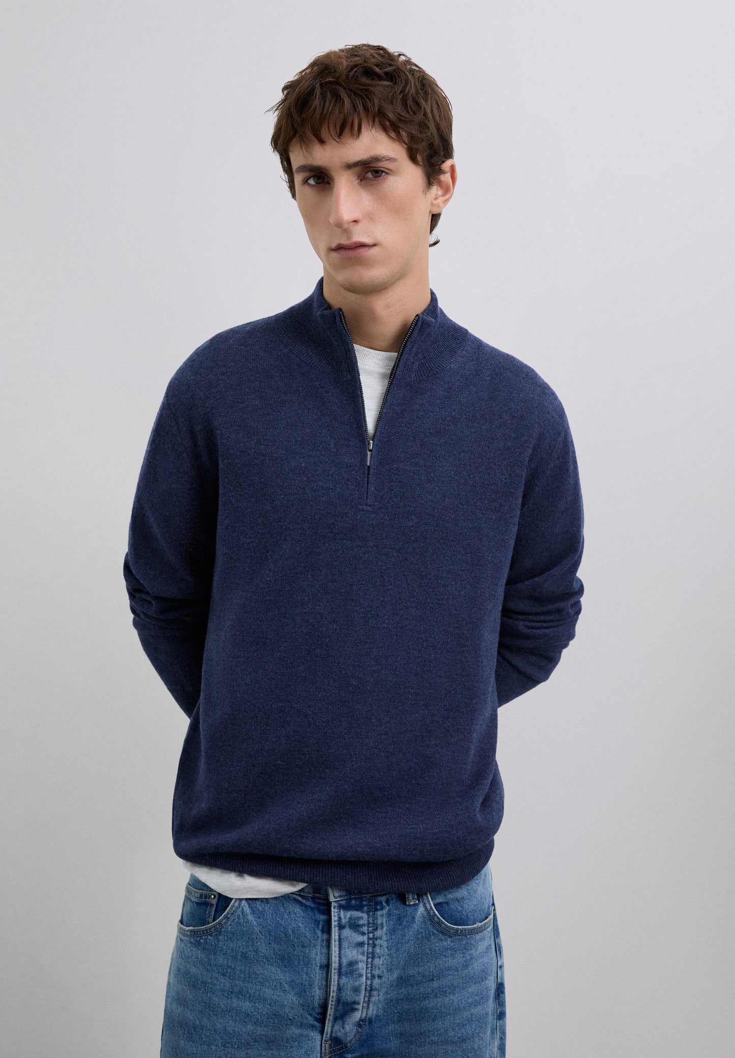 ZIPPED WOOL SWEATER WITH SKULL