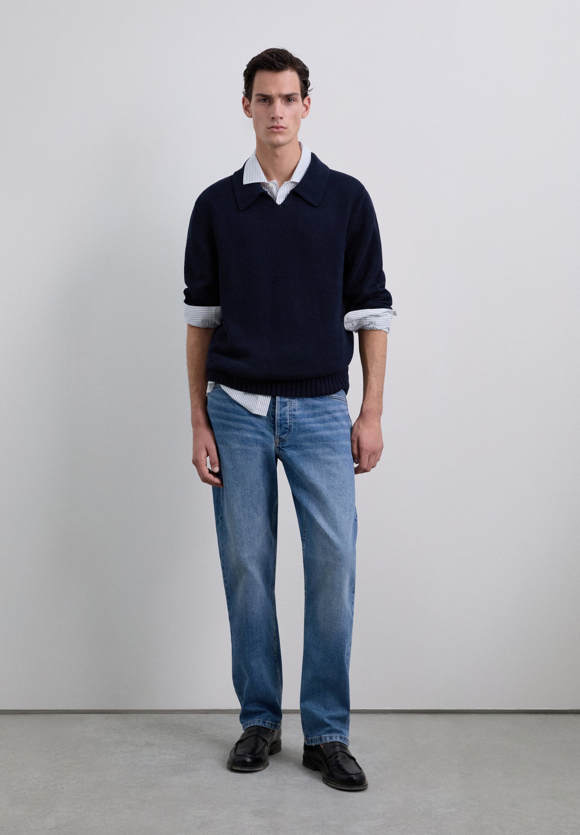 PULLOVER IM POLOSTIL AUS BAUMWOLLE