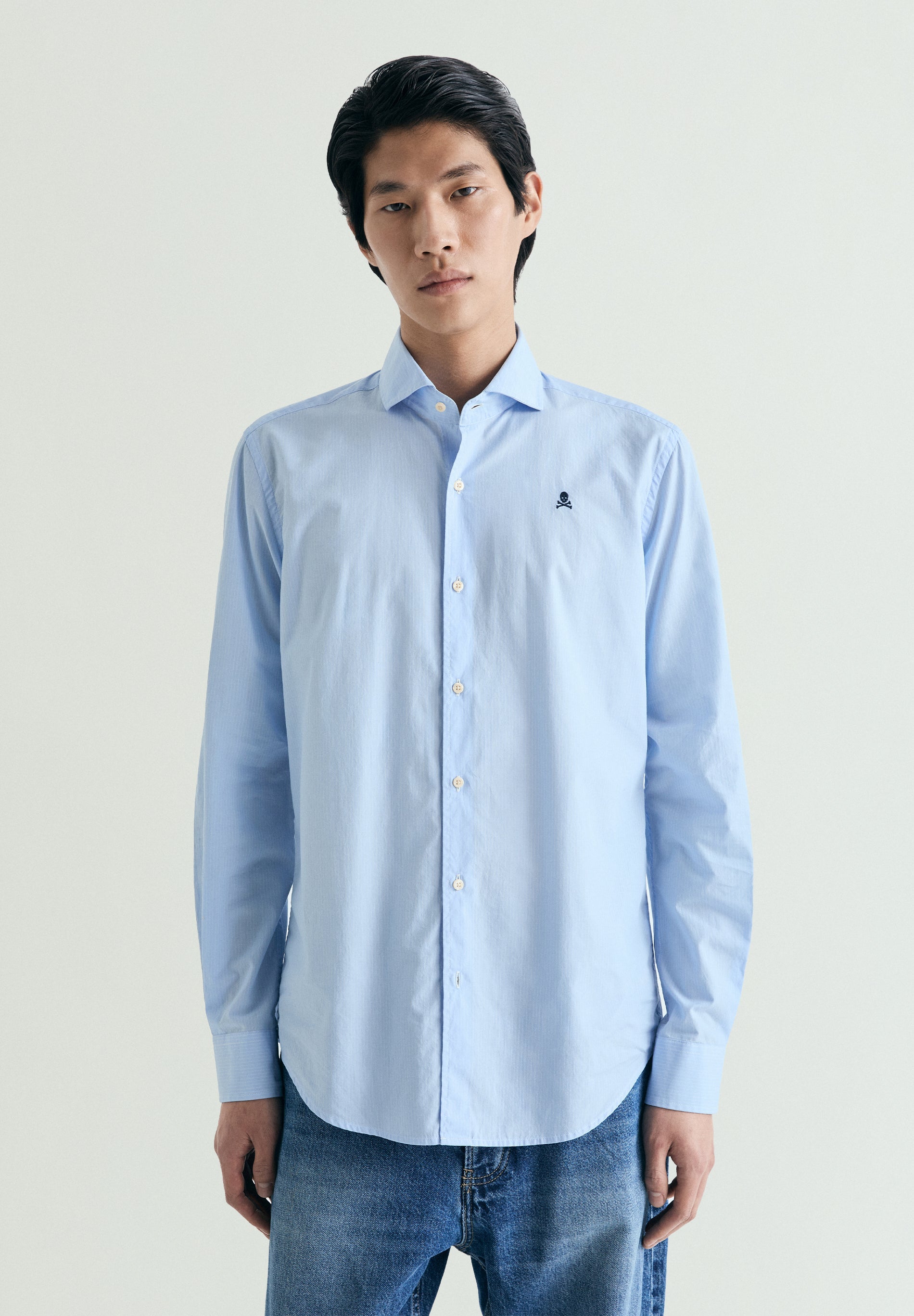 CHEMISE À RAYURES BRODERIE CONTRASTANTE