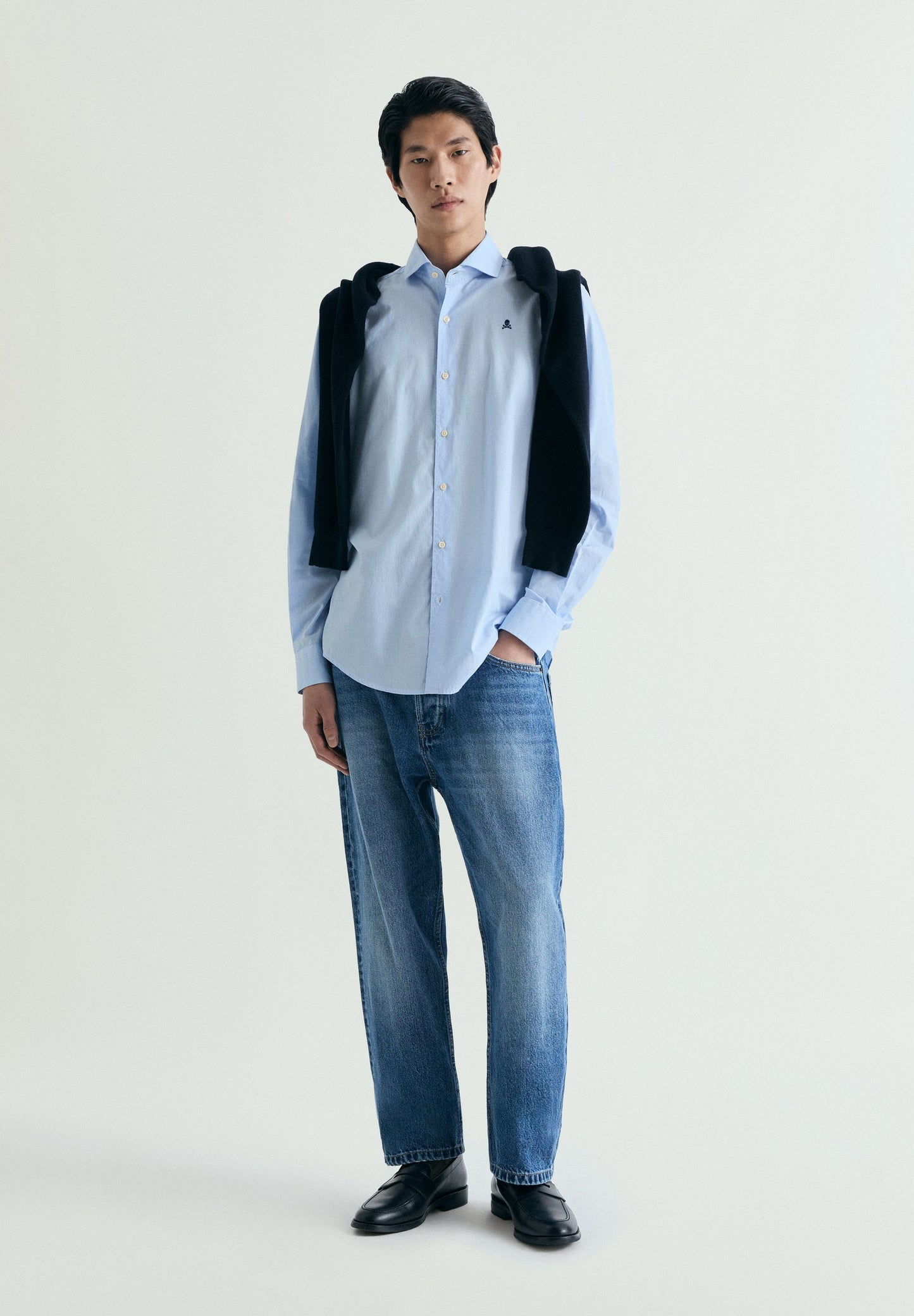 STRIPED SHIRT WITH CONTRAST EMBROIDERY