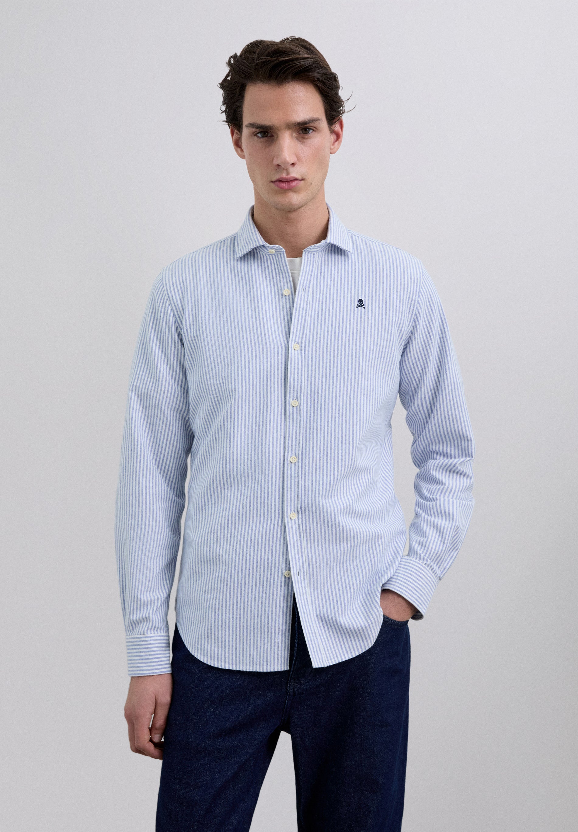 STRIPED OXFORD SHIRT WITH LOGO