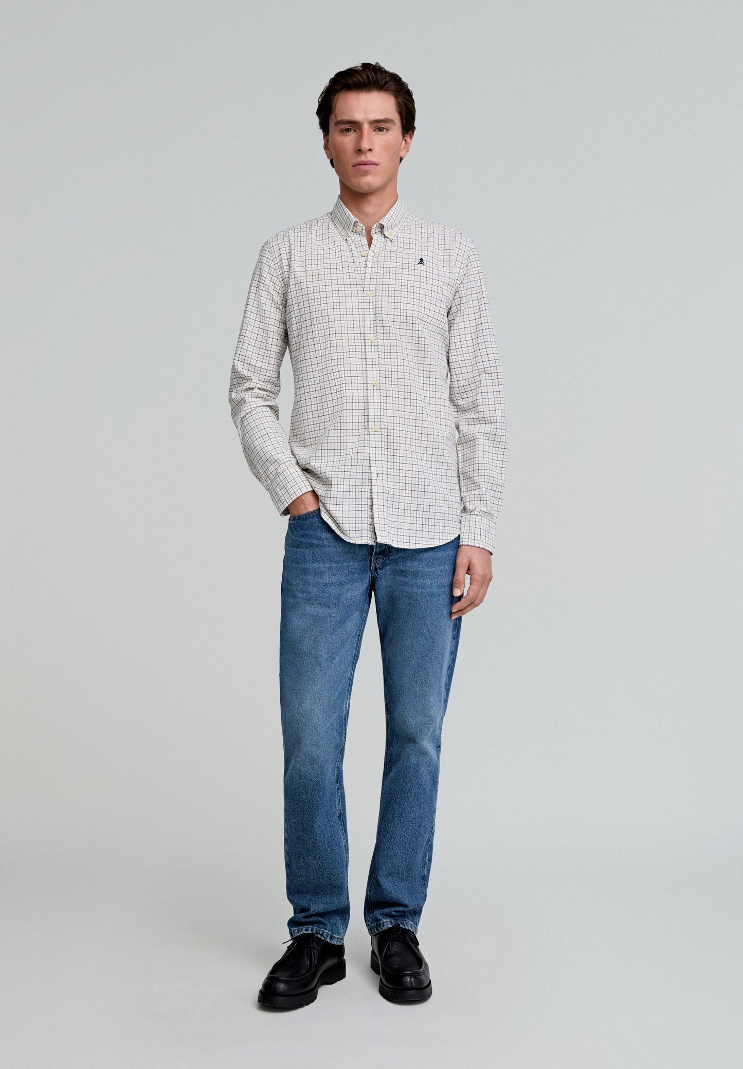 CHECKED SHIRT WITH CONTRAST SKULL