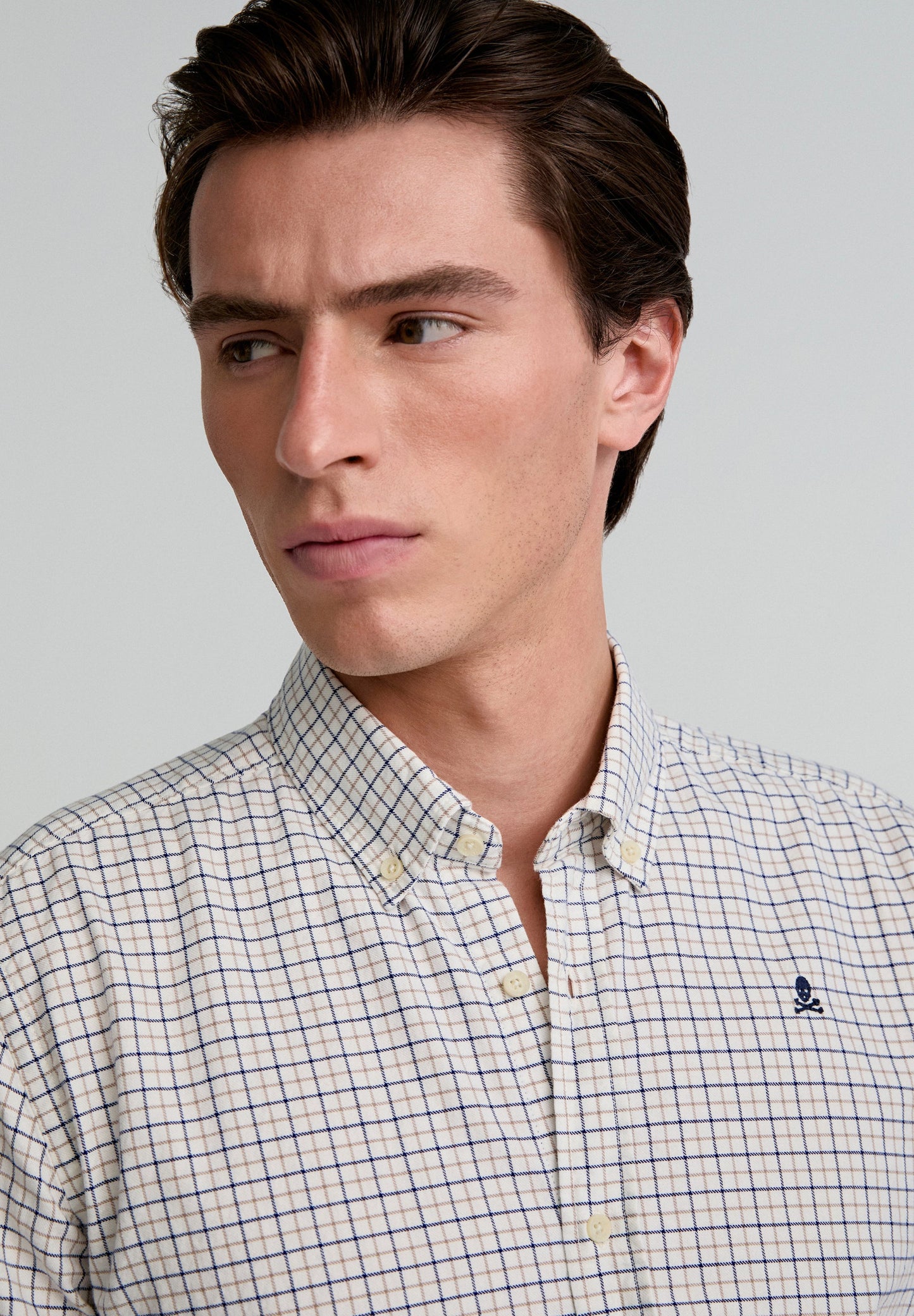CHECKED SHIRT WITH CONTRAST SKULL