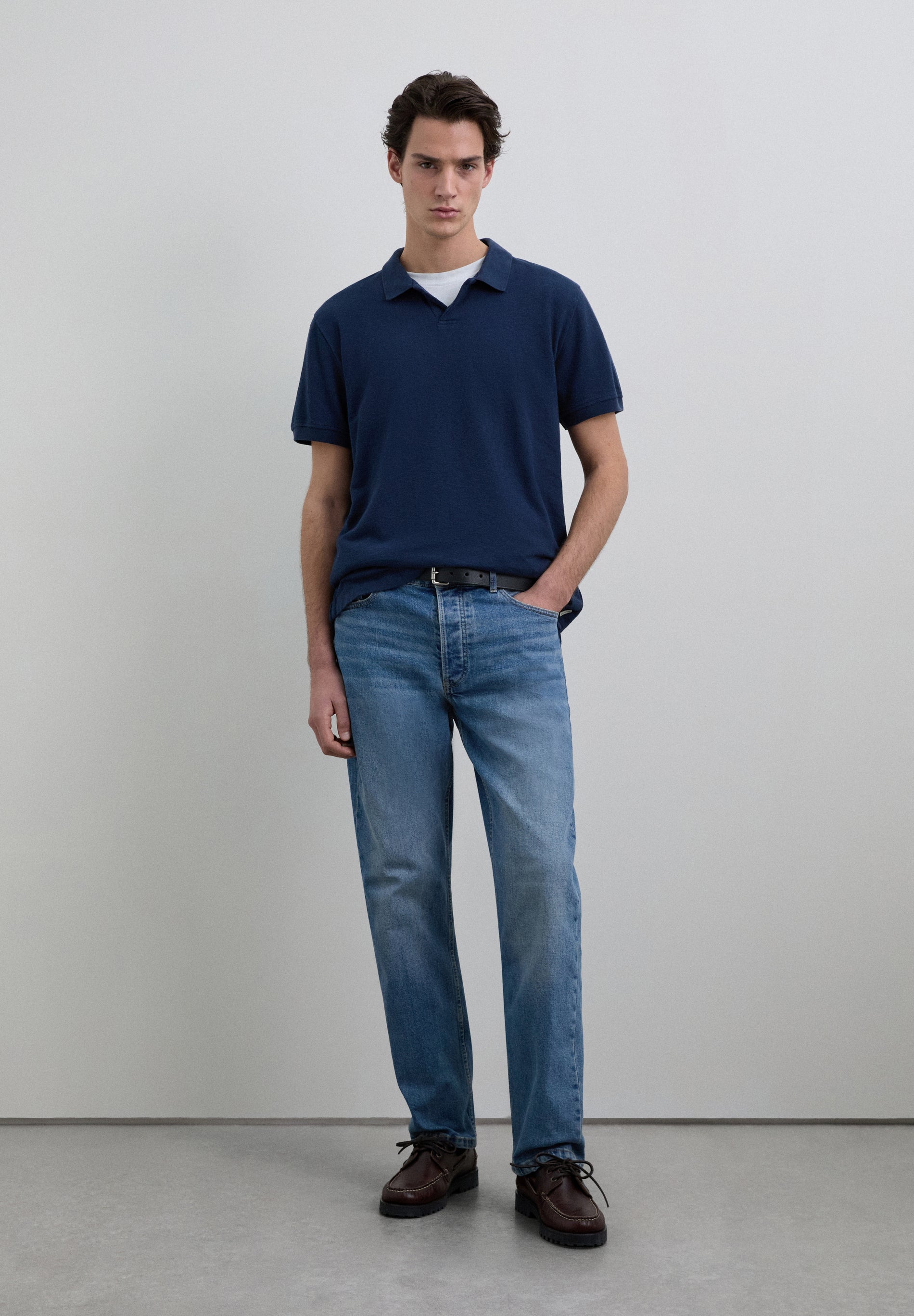 SHORT SLEEVE RUSTIC KNIT POLO SHIRT