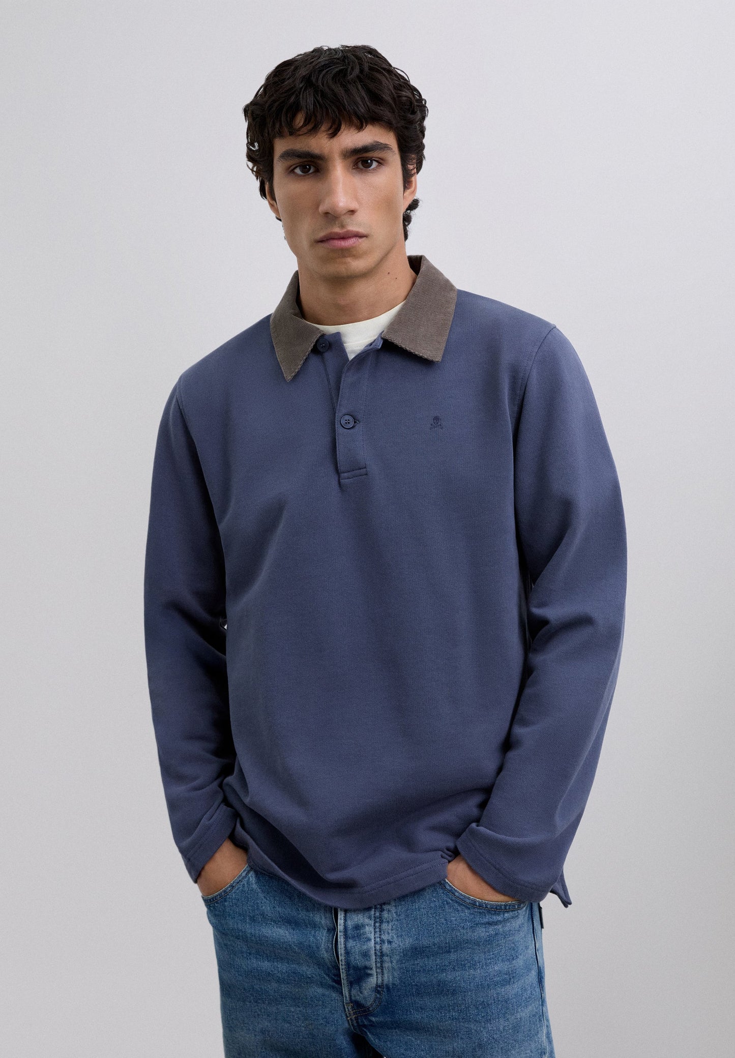 POLO BRODÉ COL VELOURS CÔTELÉ