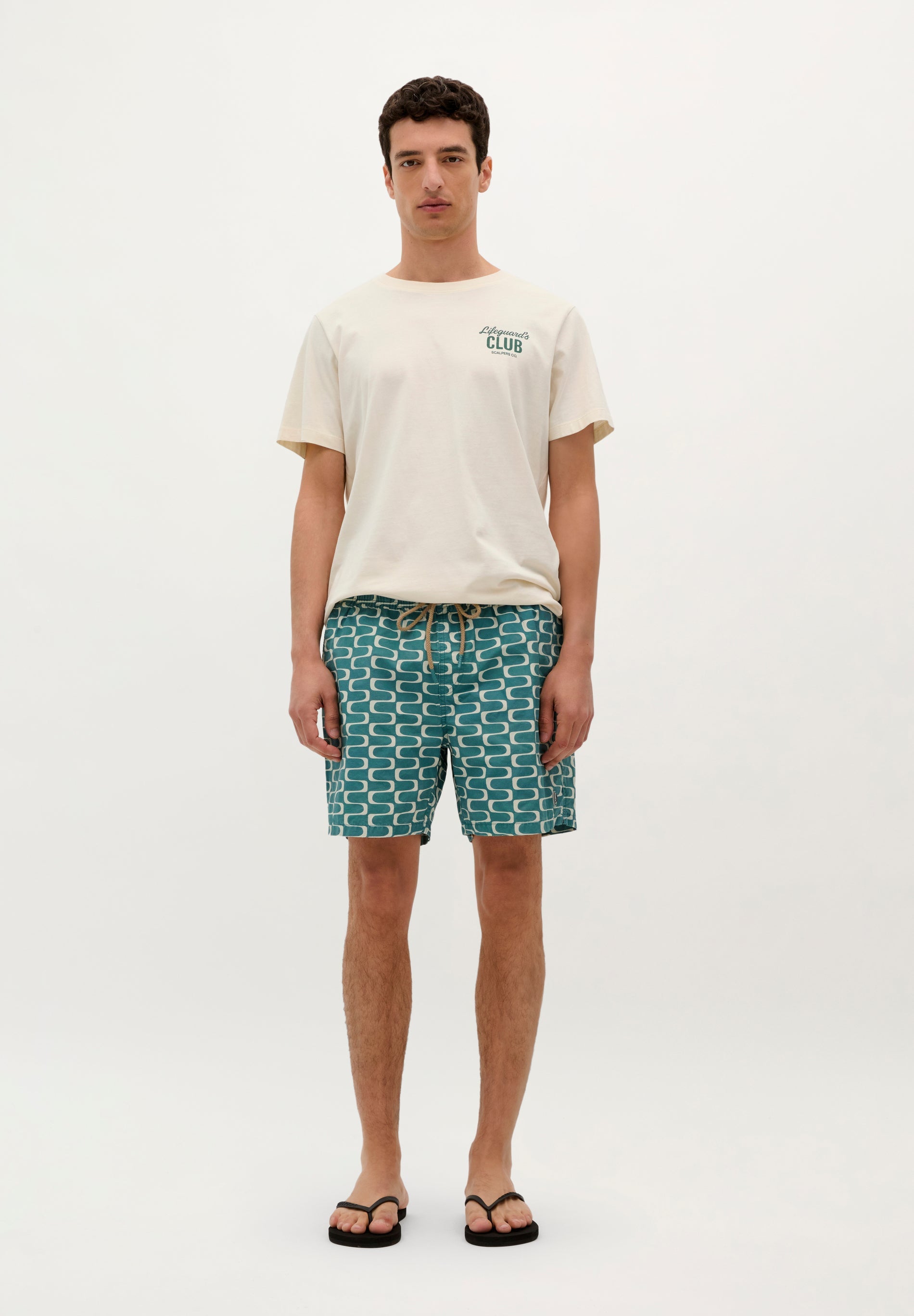 WAVED PRINT SWIMMING TRUNKS
