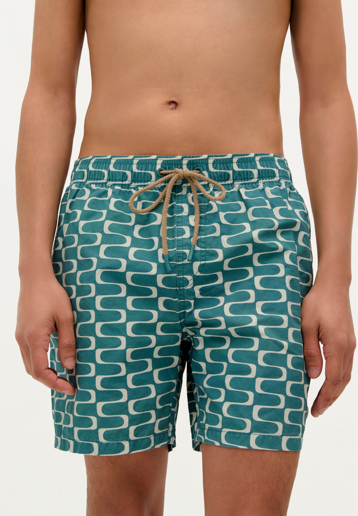 WAVED PRINT SWIMMING TRUNKS
