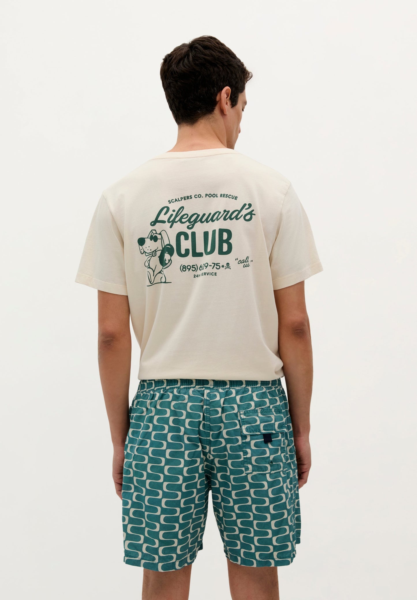 WAVED PRINT SWIMMING TRUNKS