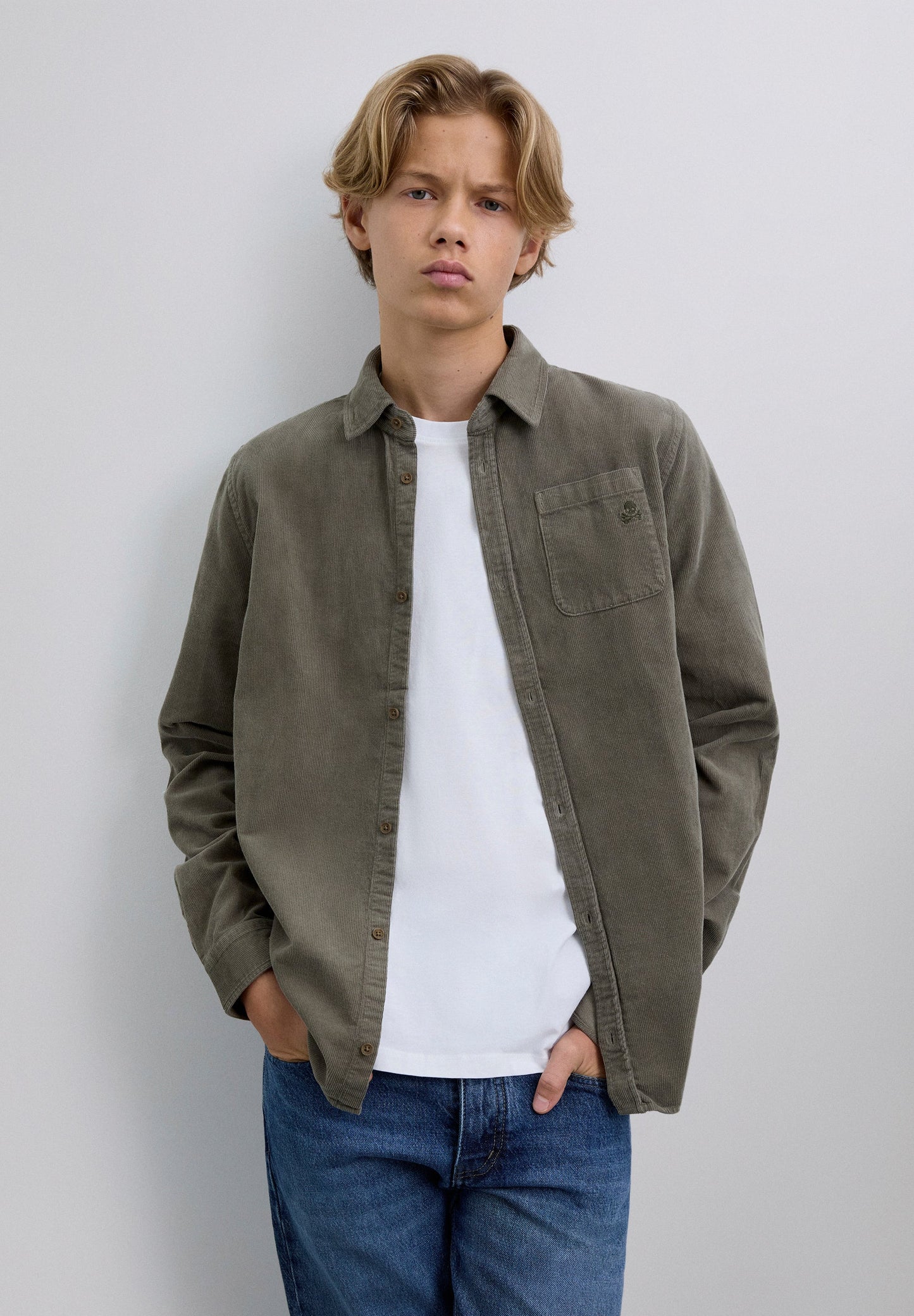 CHEMISE VELOURS CÔTELÉ SKULL BRODÉ