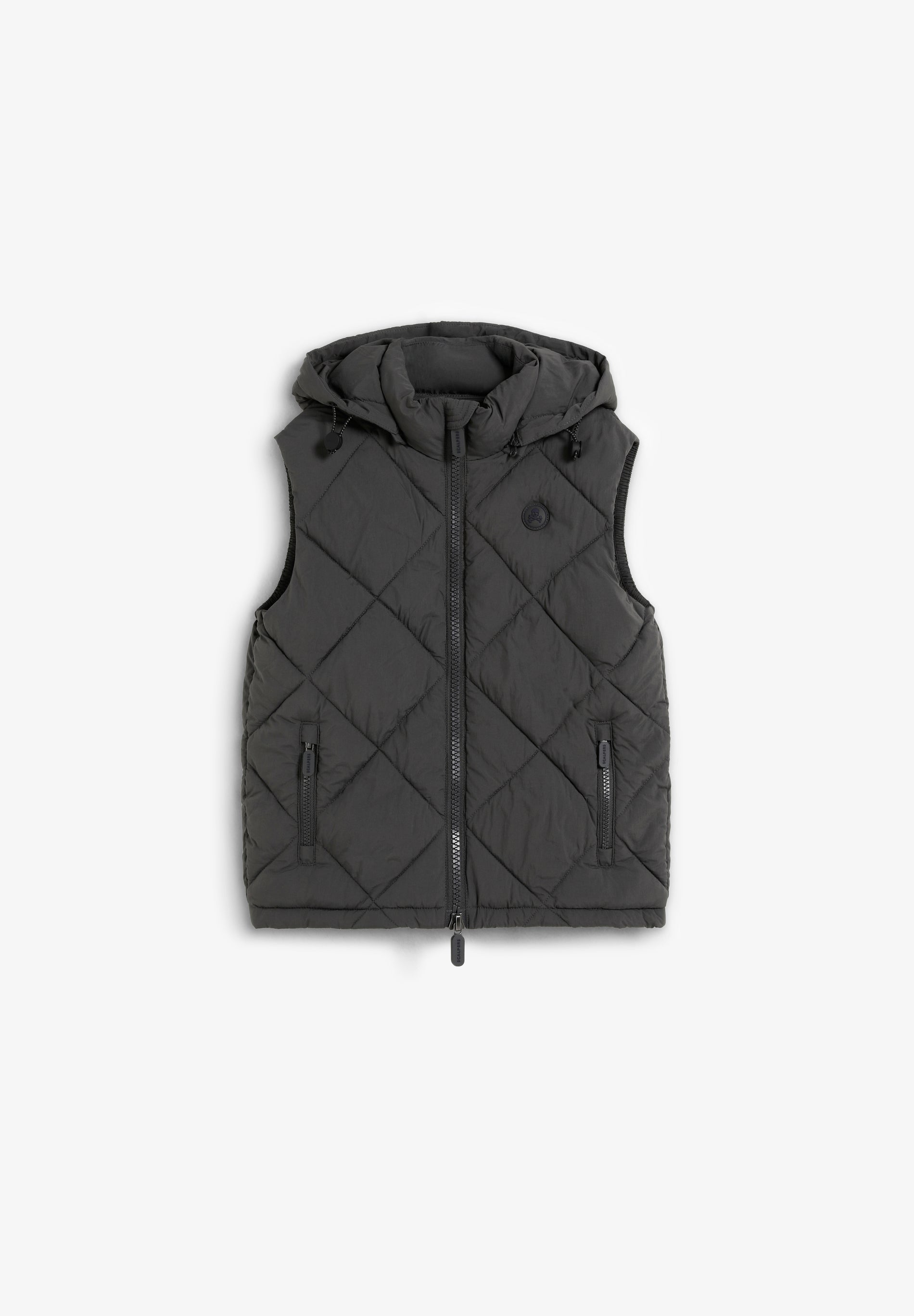 BODYWARMER GEWATTEERD CAPUCHON DOODSHOOFD