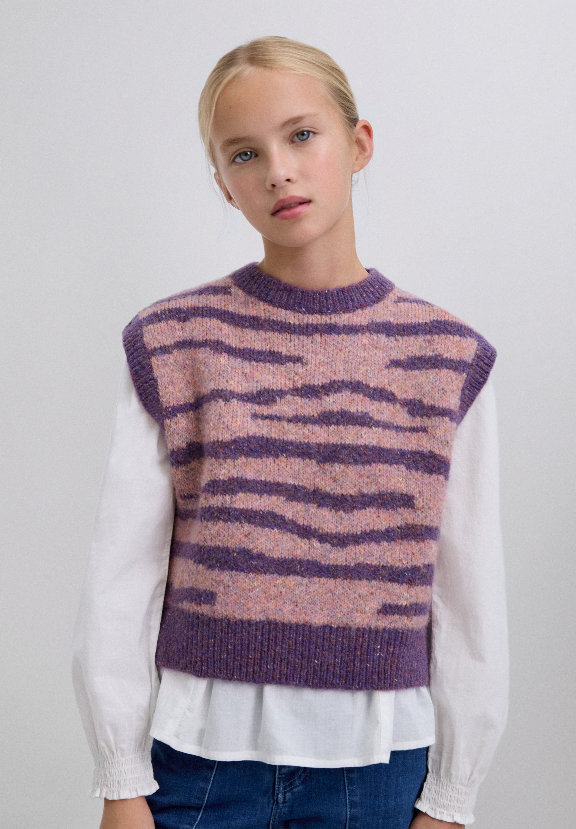 PULL SANS MANCHES MAILLE MOTIF ANIMAL