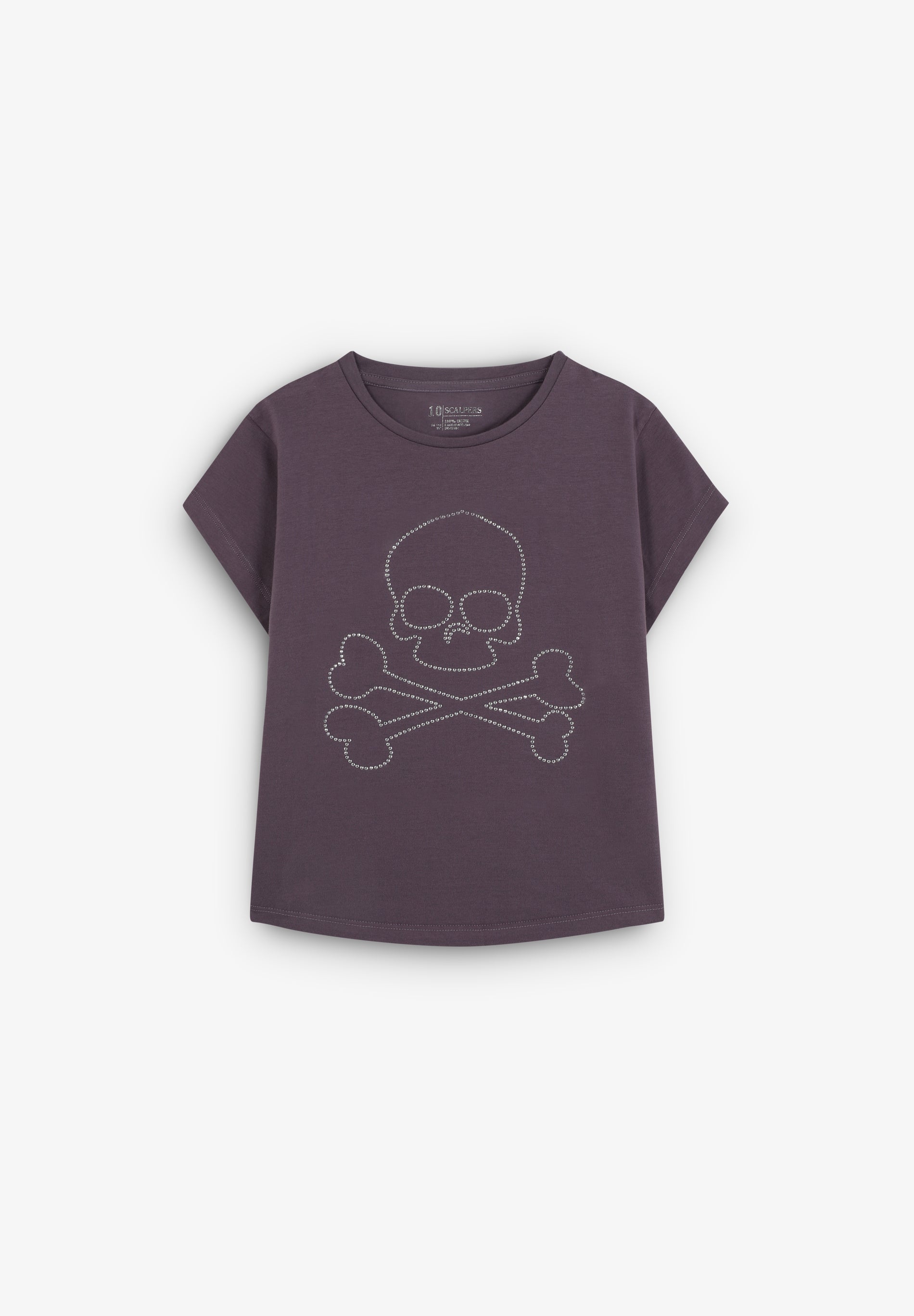 T-SHIRT WITH RHINESTONE SKULL