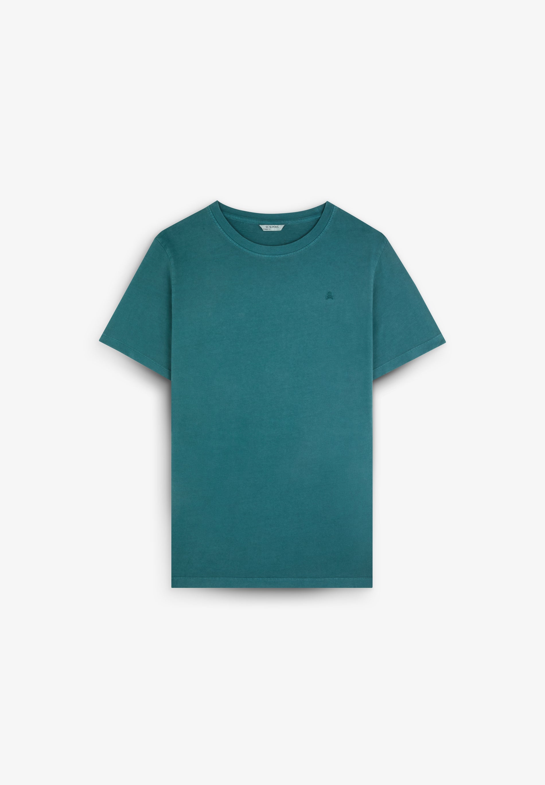 T-SHIRT MIT FARBLICH PASSENDER TOTENKOPF-STICKEREI